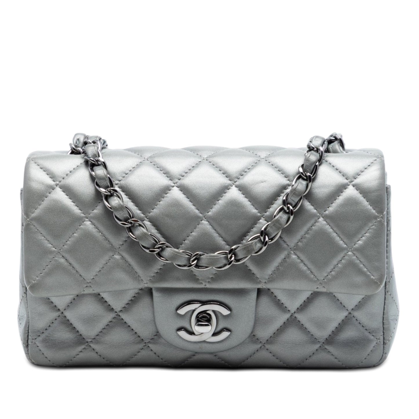 Chanel Mini Rectangular Classic Metallic Lambskin Single Flap