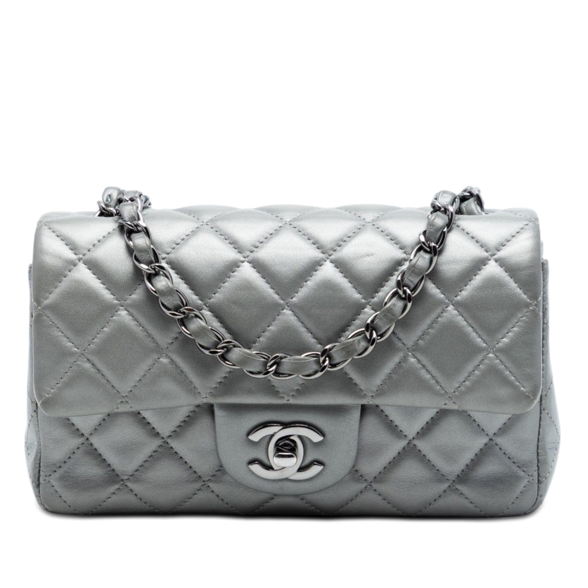 Chanel Mini Rectangular Classic Metallic Lambskin Single Flap