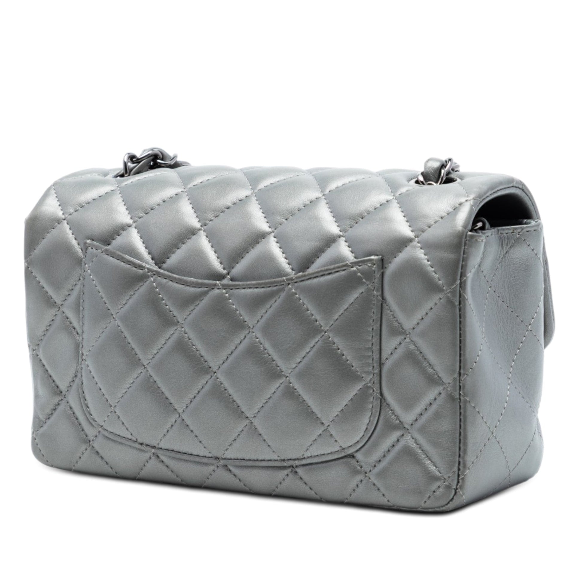 Chanel Mini Rectangular Classic Metallic Lambskin Single Flap