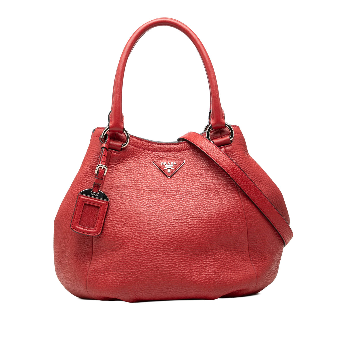 Prada Vitello Daino Open Convertible Tote — Red