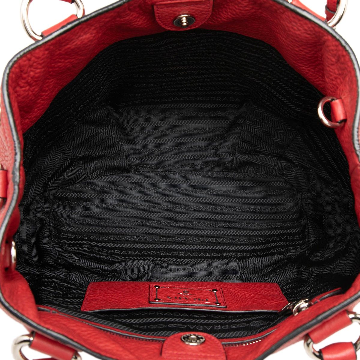 Prada Vitello Daino Open Convertible Tote — Red