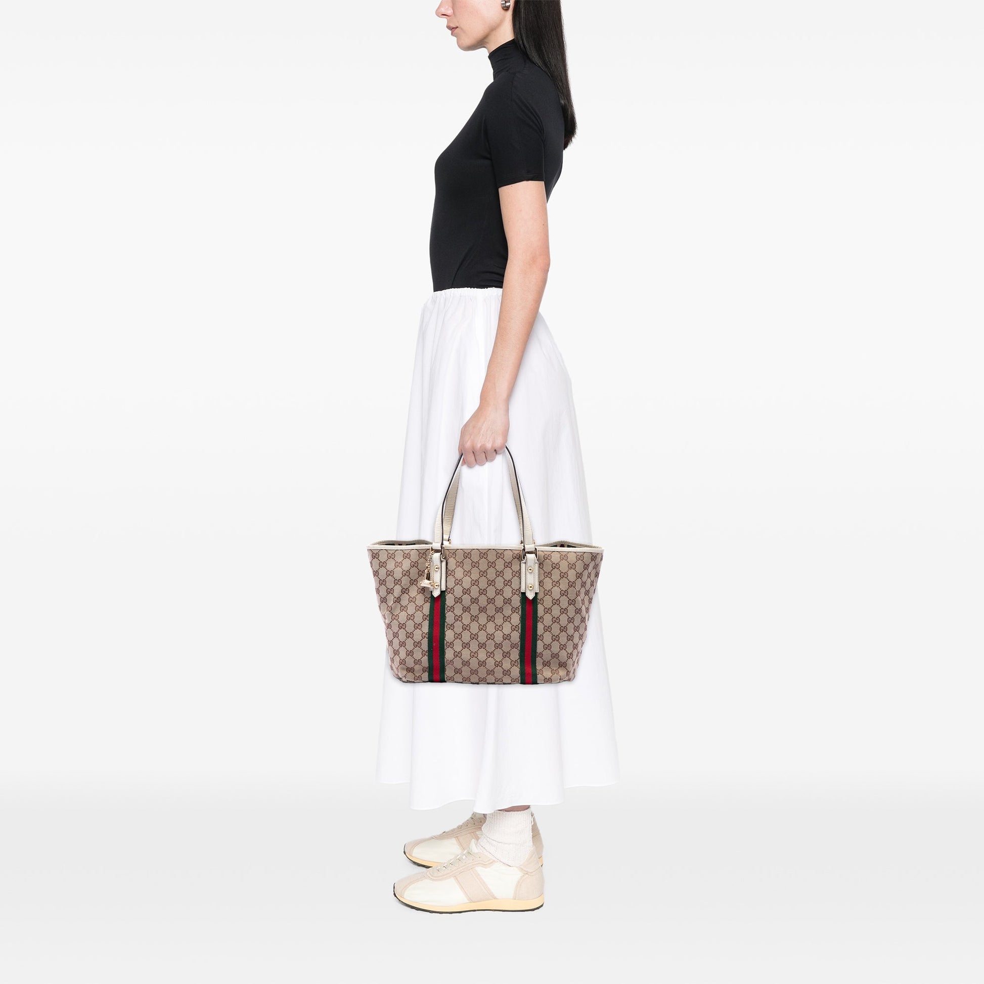 Gucci Large GG Canvas Web Jolicoeur Tote