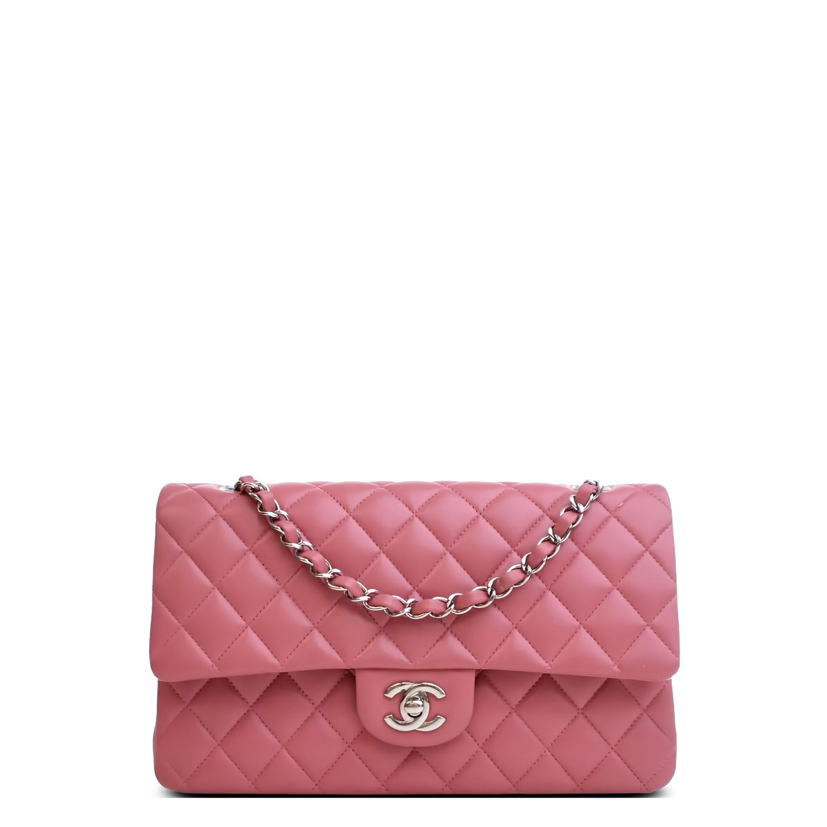 Chanel Medium Classic Lambskin Double Flap — Pink