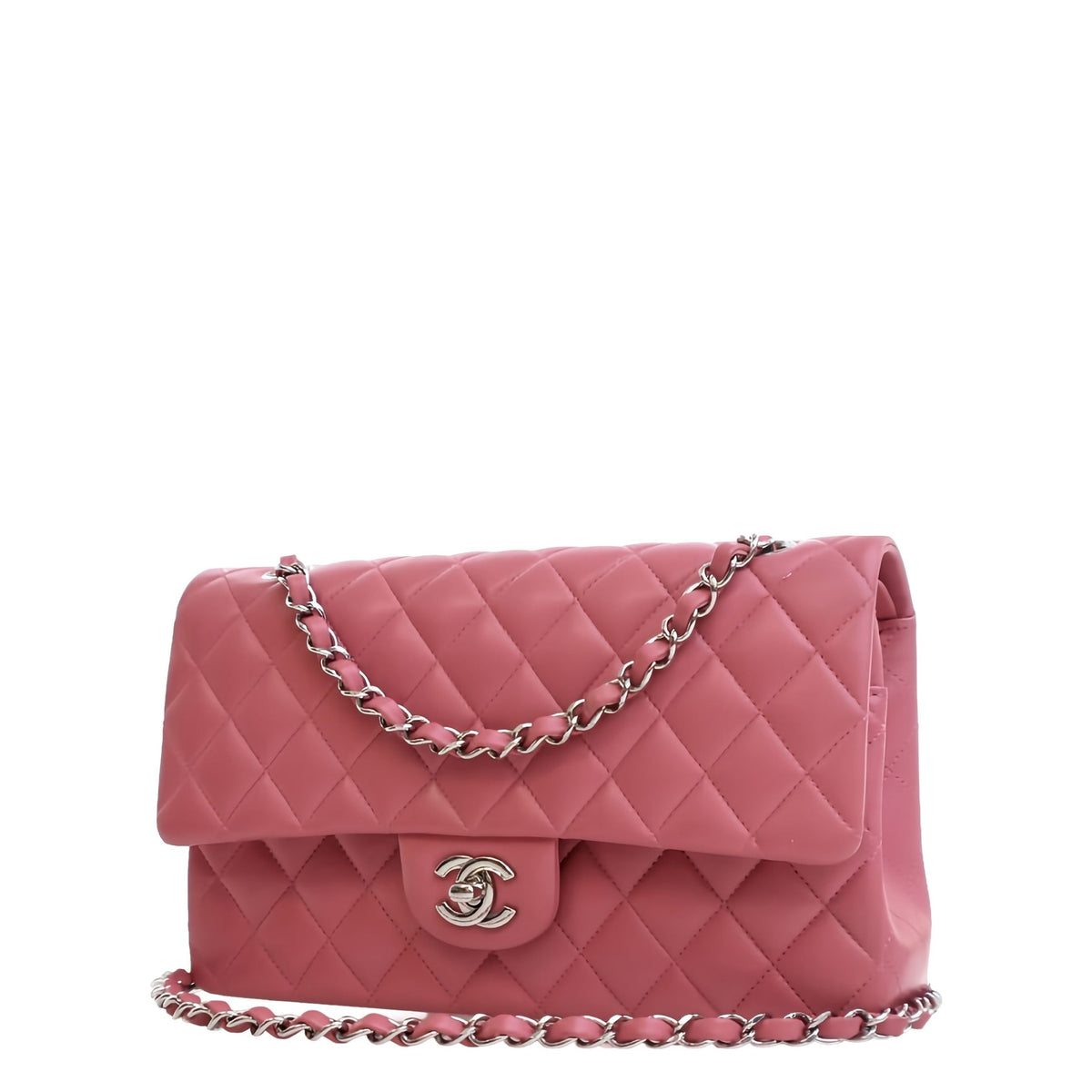 Chanel Medium Classic Lambskin Double Flap — Pink
