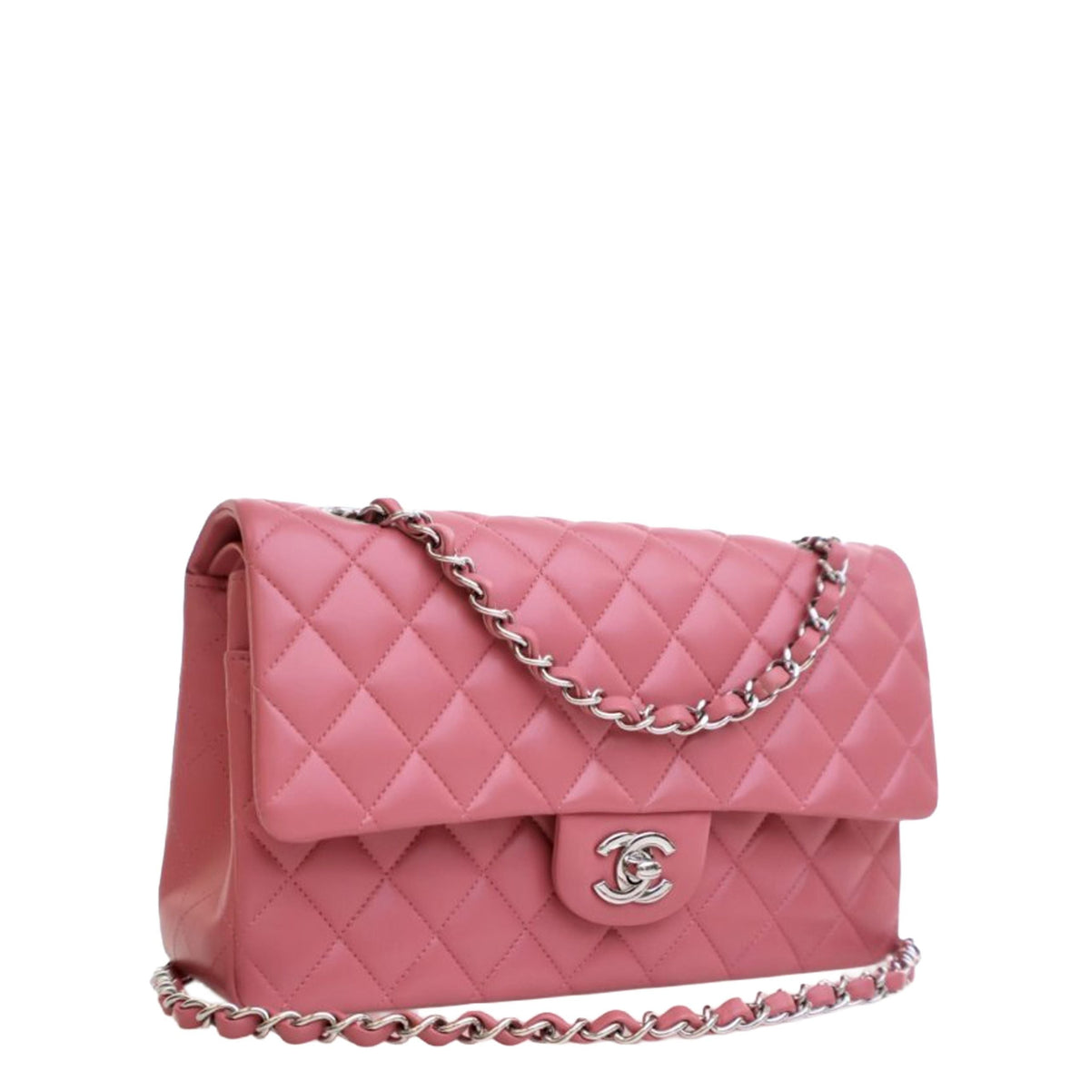 Chanel Medium Classic Lambskin Double Flap — Pink