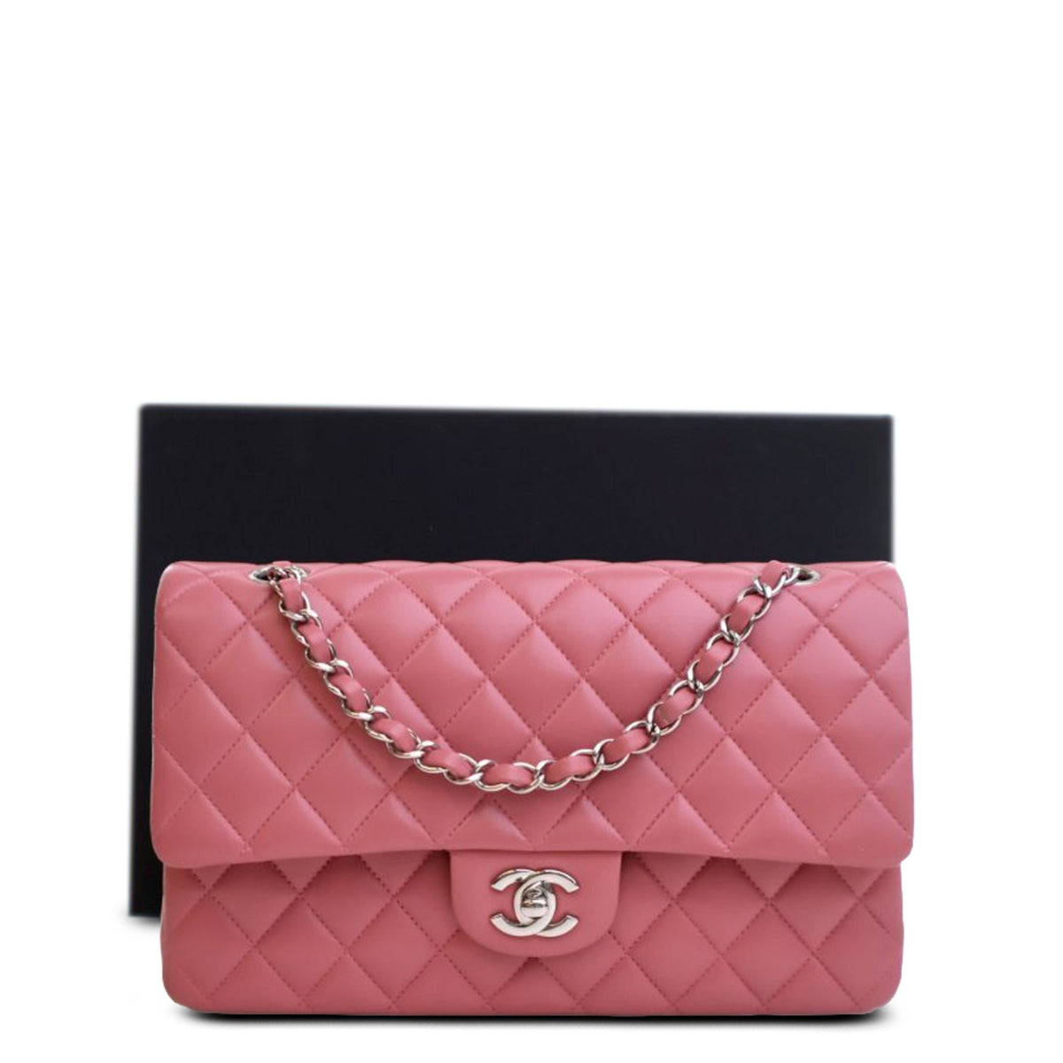 Chanel Medium Classic Lambskin Double Flap — Pink
