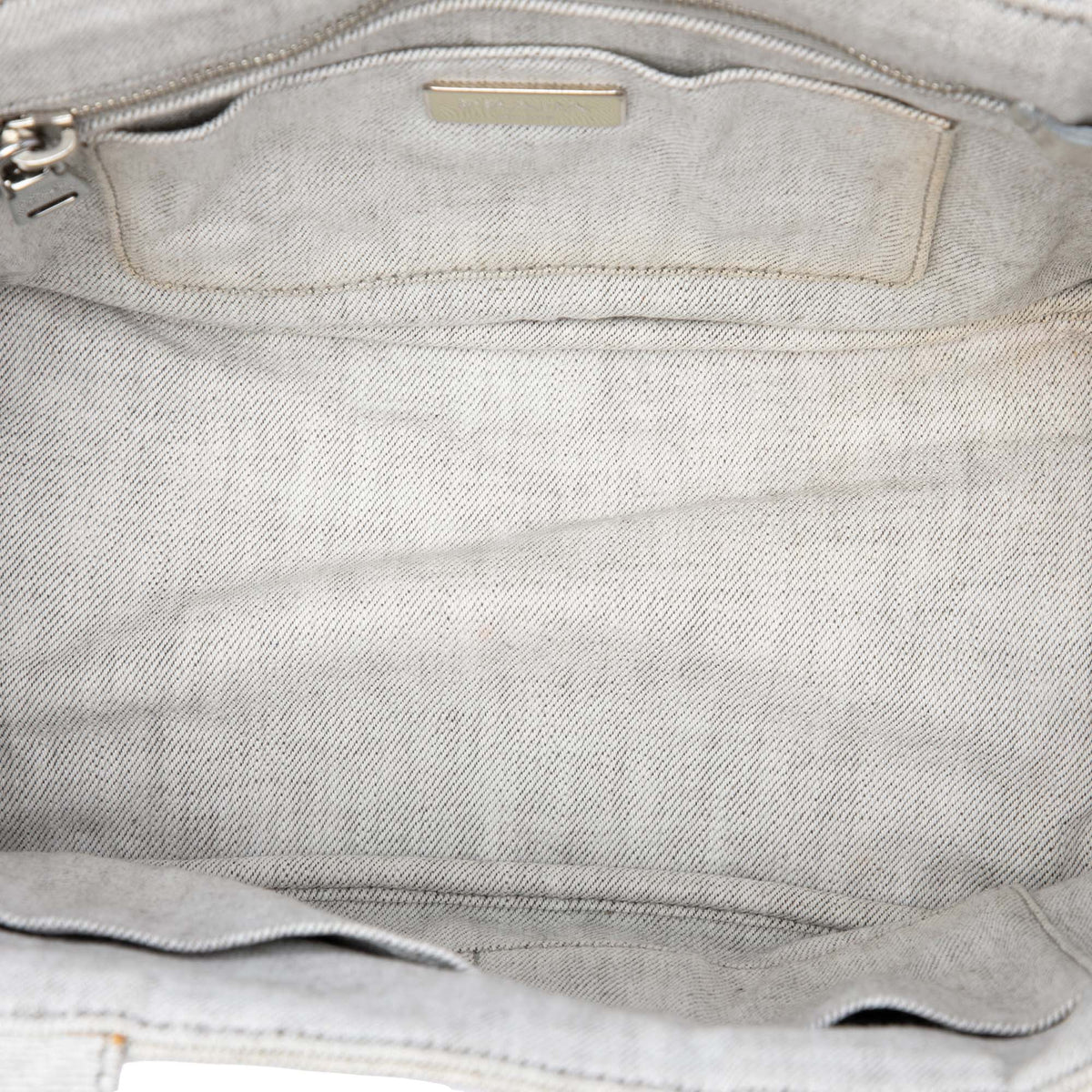 Prada Small Denim Canapa Bijoux and Grommet Satchel — Gray