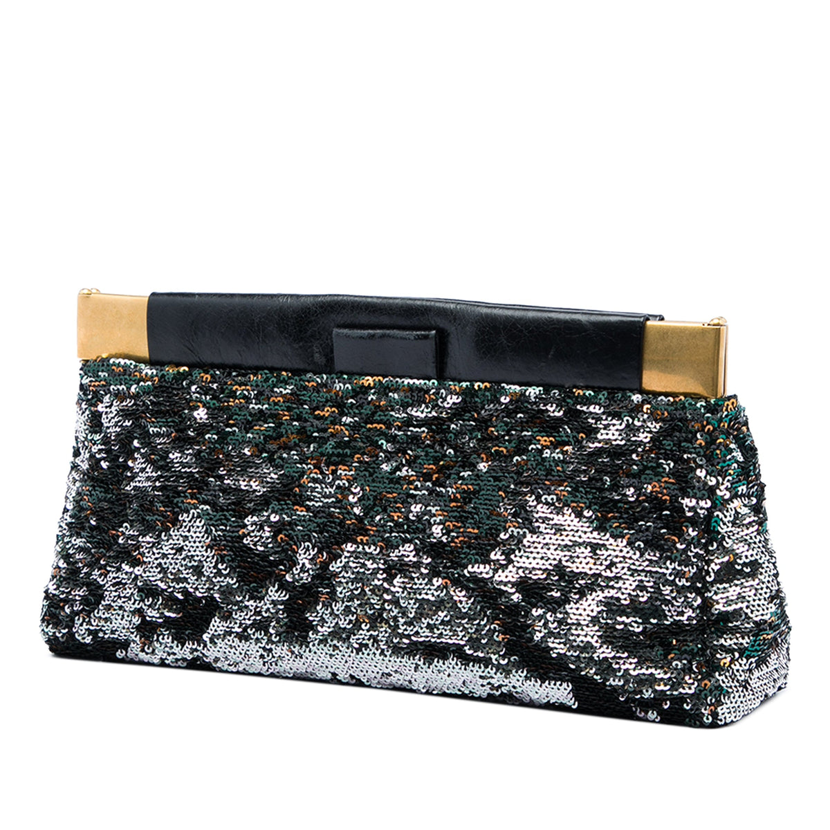 Miu Miu Sequin Frame Clutch — Black