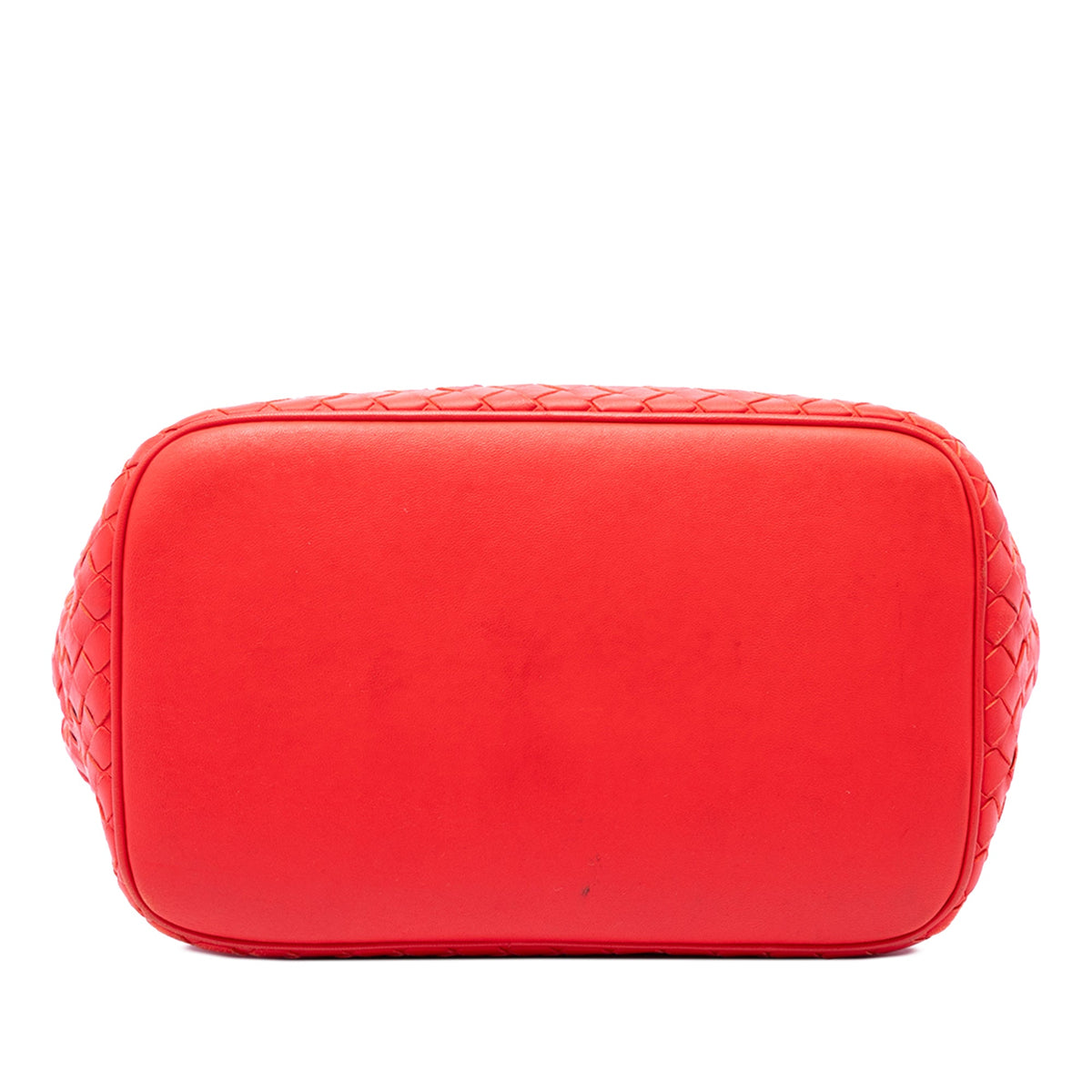 Bottega Veneta Nappa Intrecciato Bucket Bag — Red