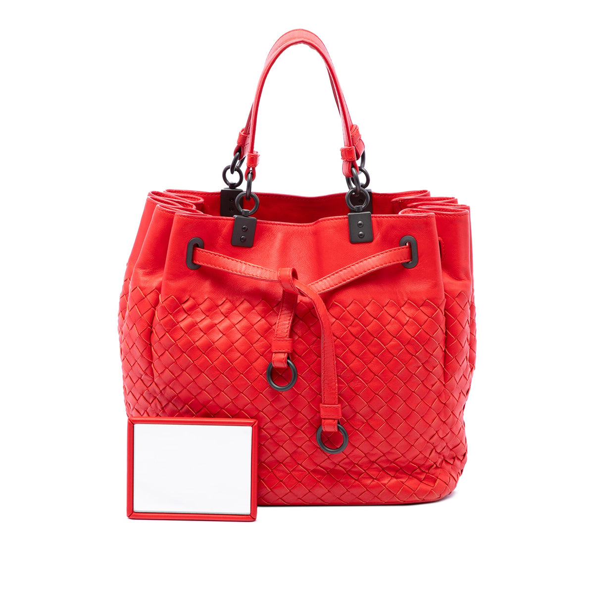 Bottega Veneta Nappa Intrecciato Bucket Bag — Red