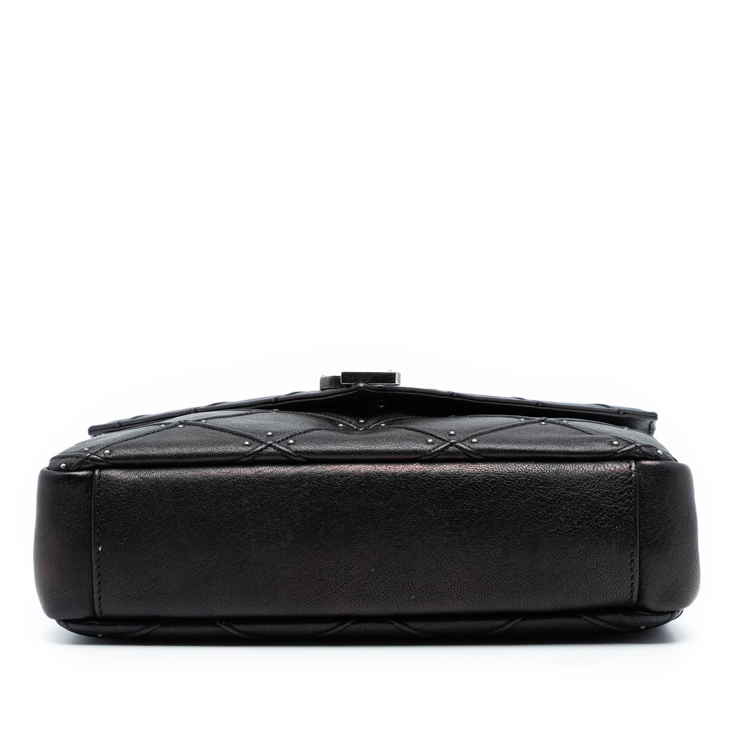 Saint Laurent Medium Quilted Diamond Iridescent Calfskin Monogram Studded College Satchel
