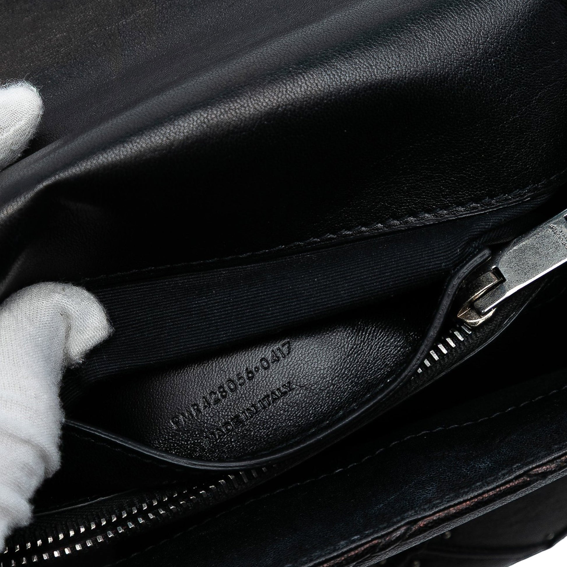 Saint Laurent Medium Quilted Diamond Iridescent Calfskin Monogram Studded College Satchel