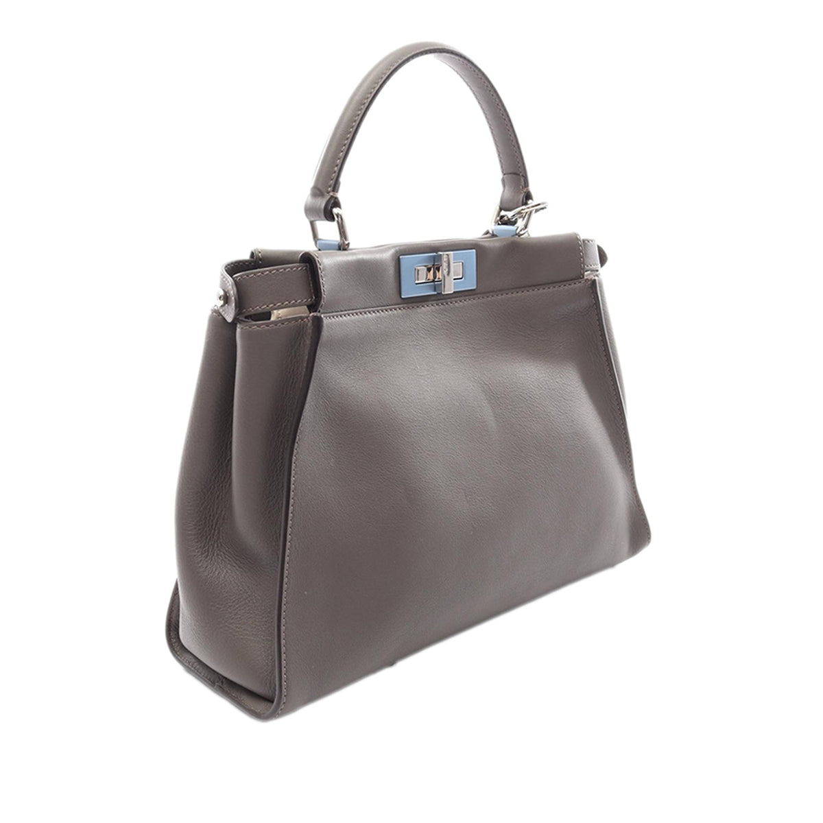 Fendi Medium Leather Peekaboo Iconic Satchel — Gray