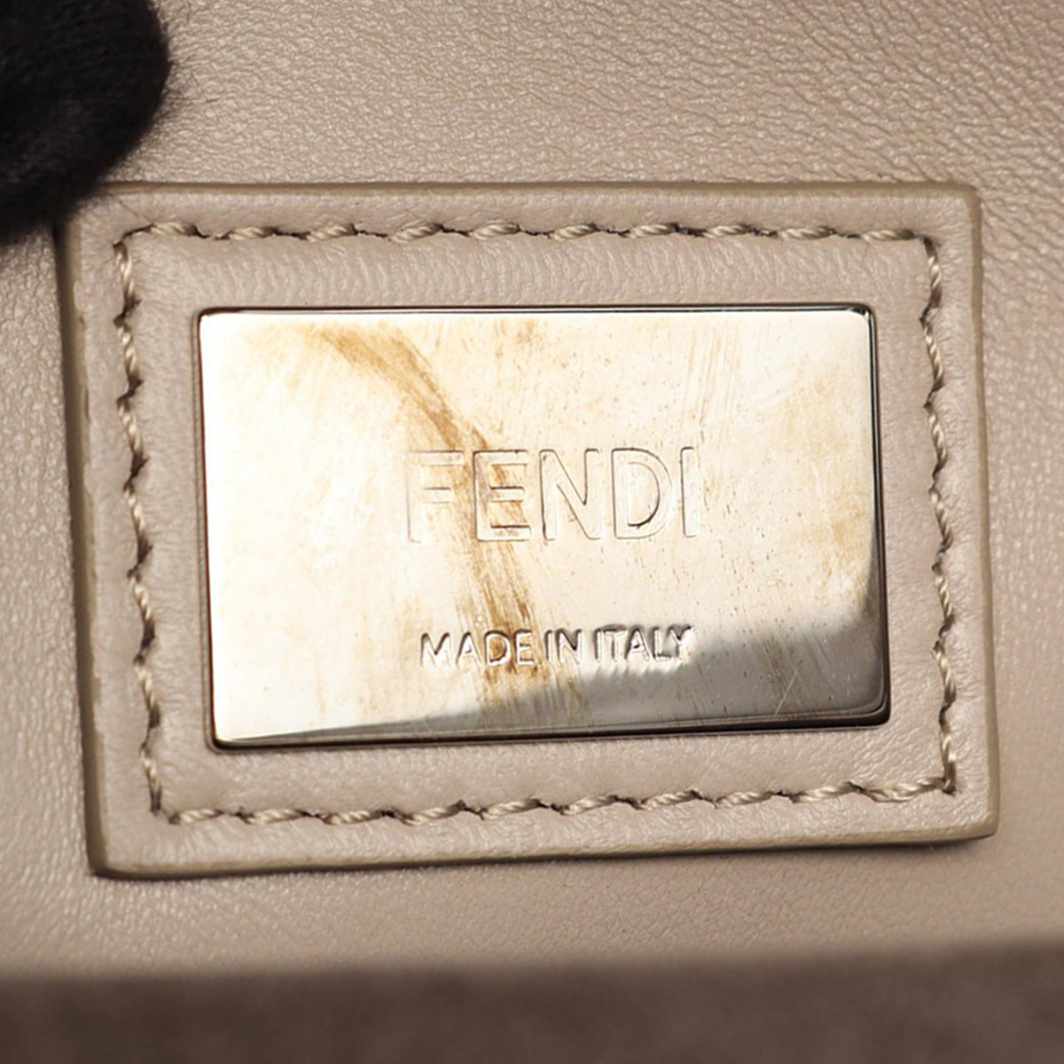 Fendi Medium Leather Peekaboo Iconic Satchel — Gray