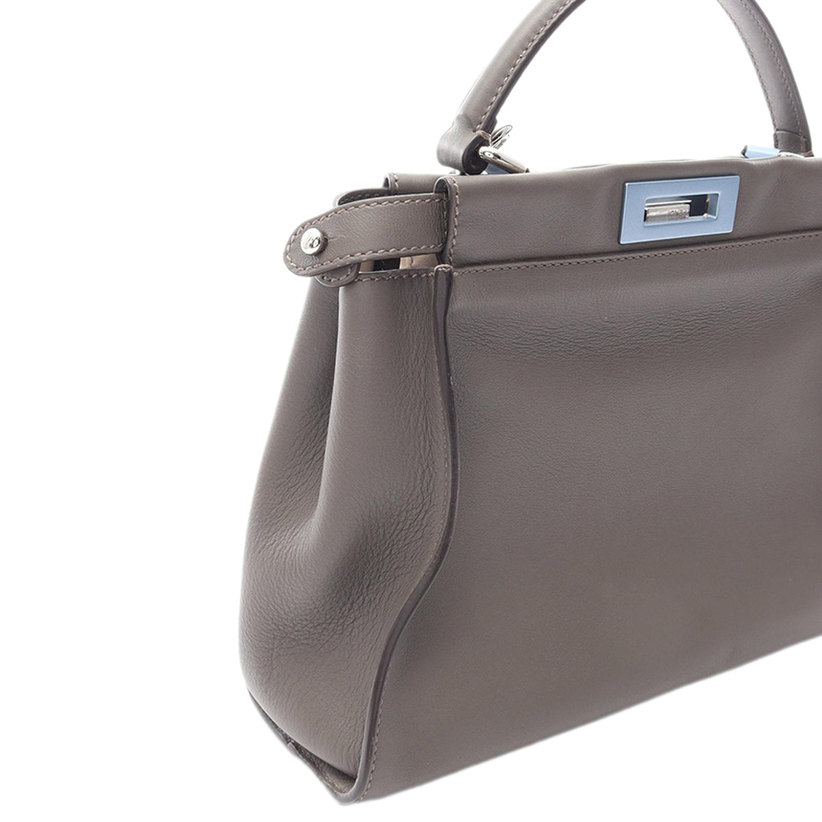 Fendi Medium Leather Peekaboo Iconic Satchel — Gray