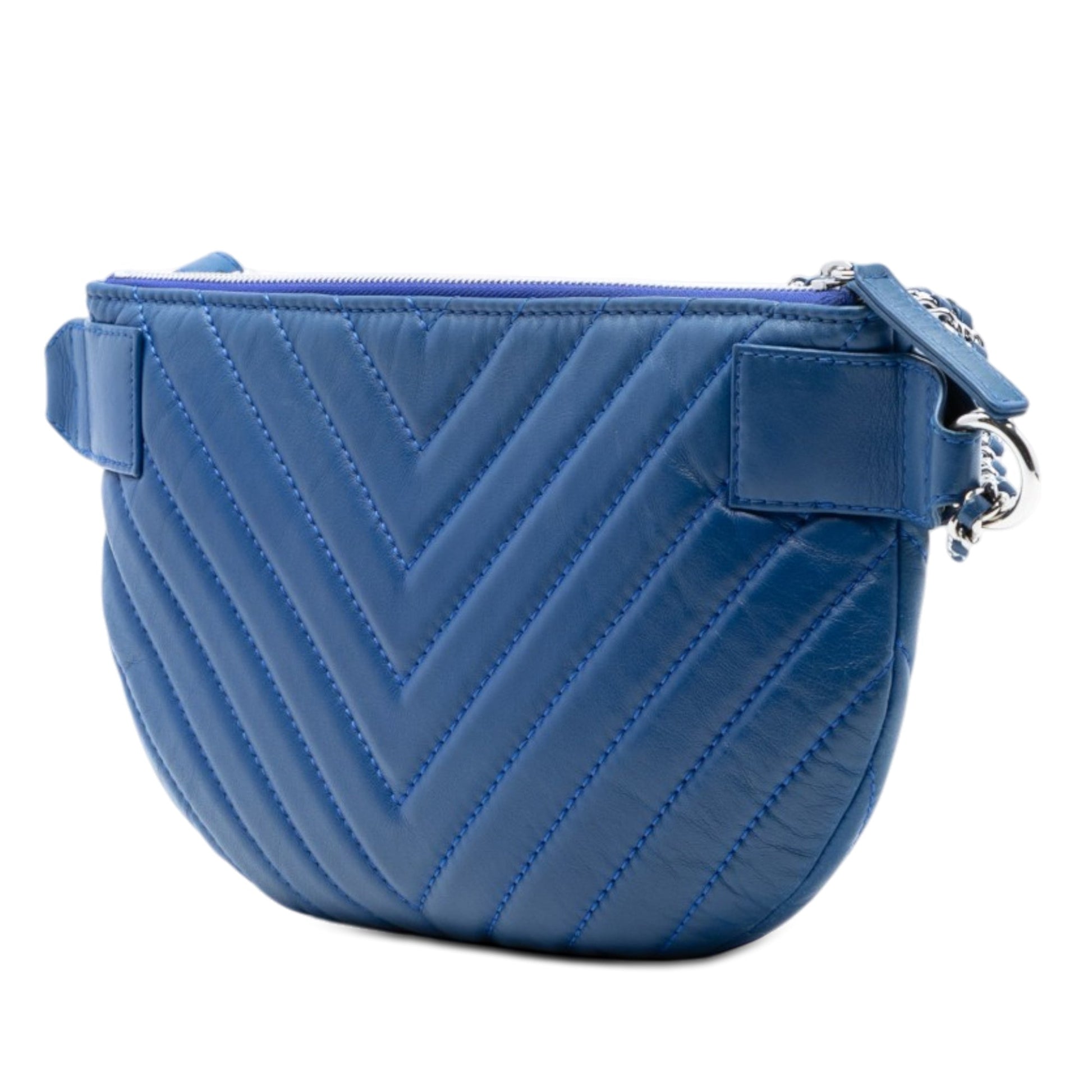 Chanel CC Chevron Lambskin Top Zip Belt Bag