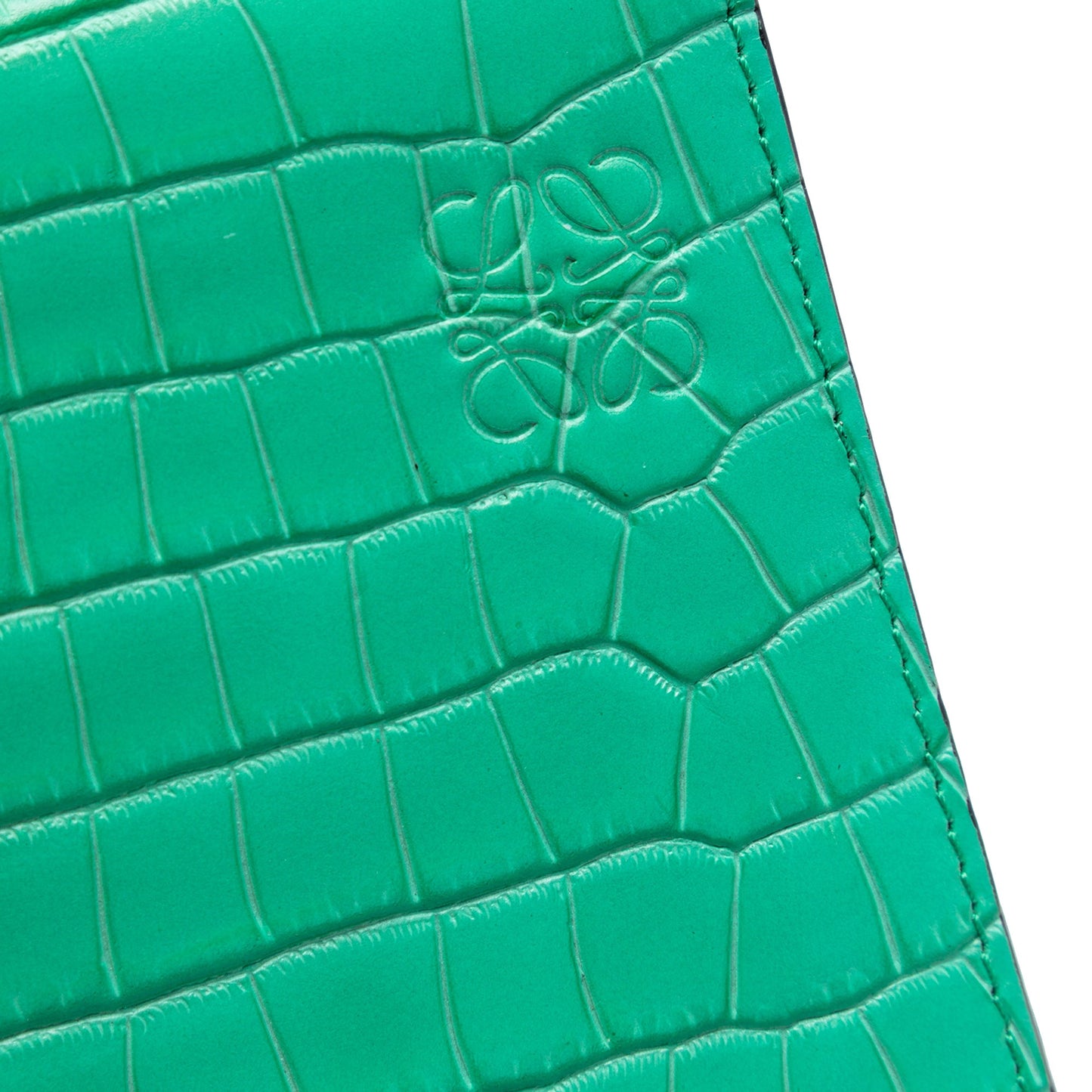 LOEWE Croc Embossed Leather Anagram Gusset Flat Crossbody