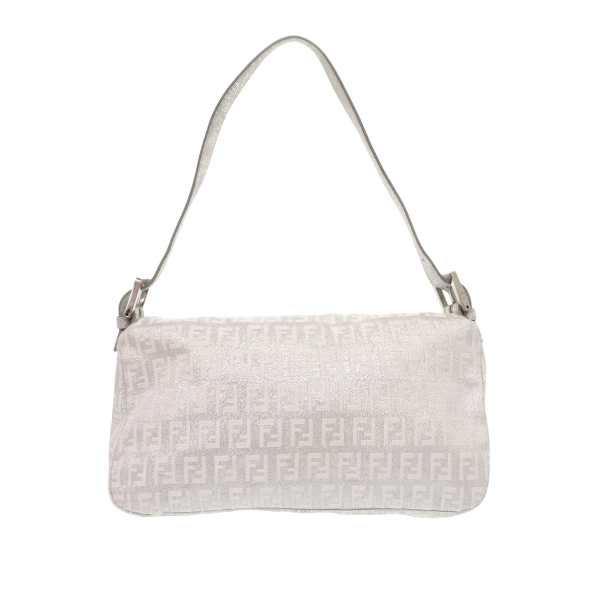 Fendi Zucchino Metallic Canvas Double Flap Shoulder Bag