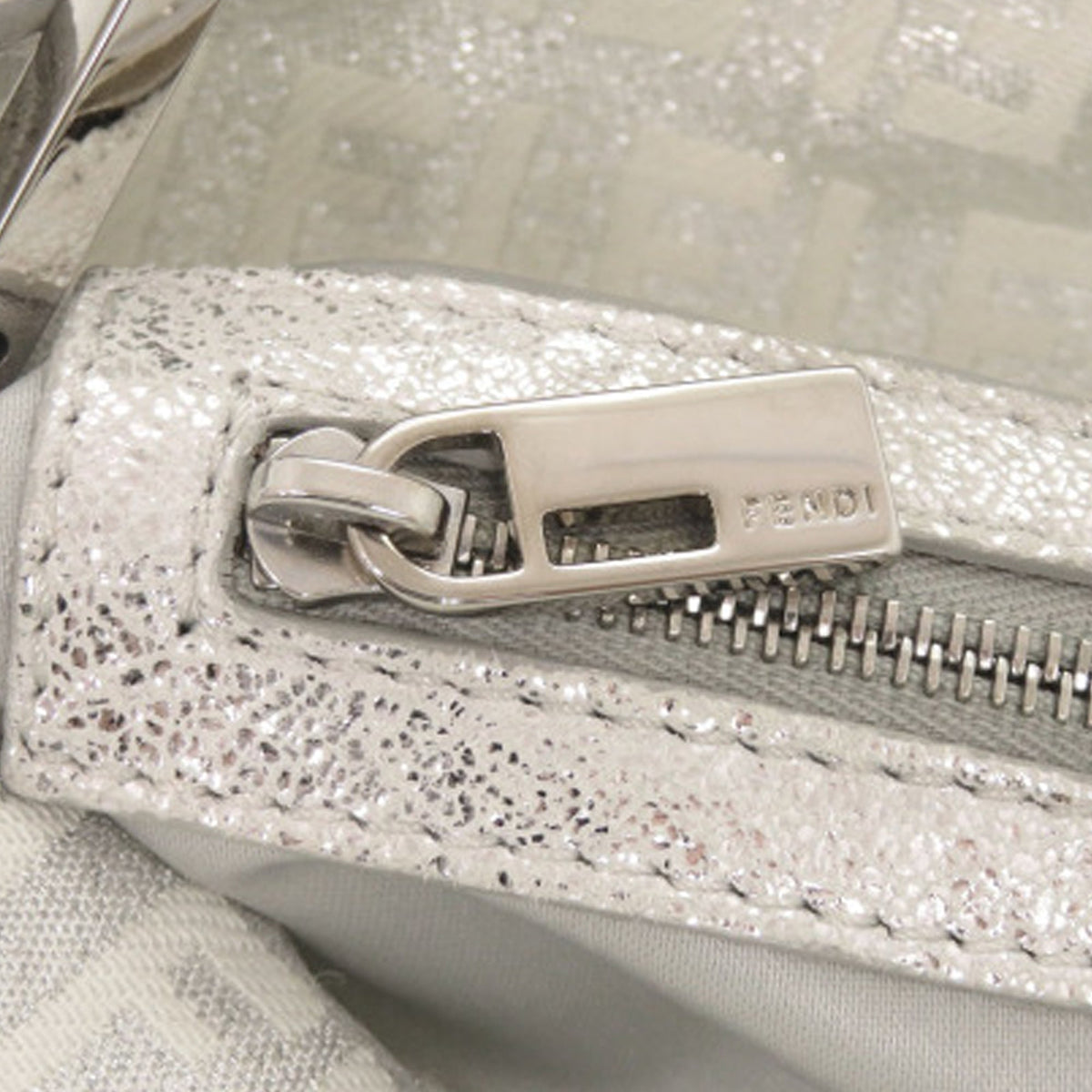 Fendi Zucchino Metallic Canvas Double Flap Shoulder Bag