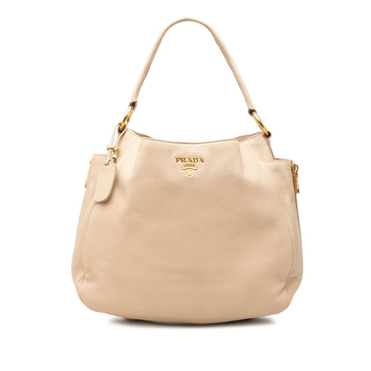 Prada Vitello Daino Side Zip Pocket Hobo