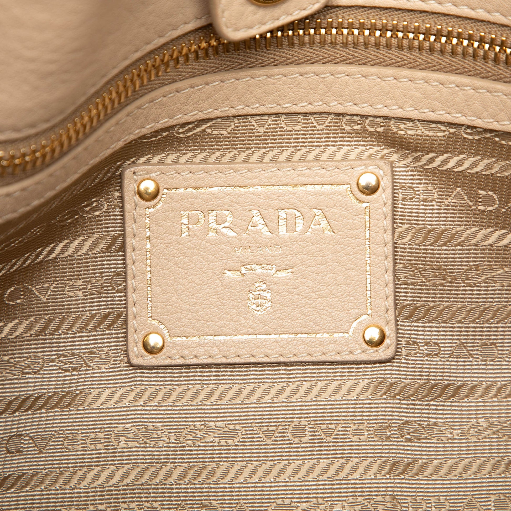 Prada Vitello Daino Side Zip Pocket Hobo