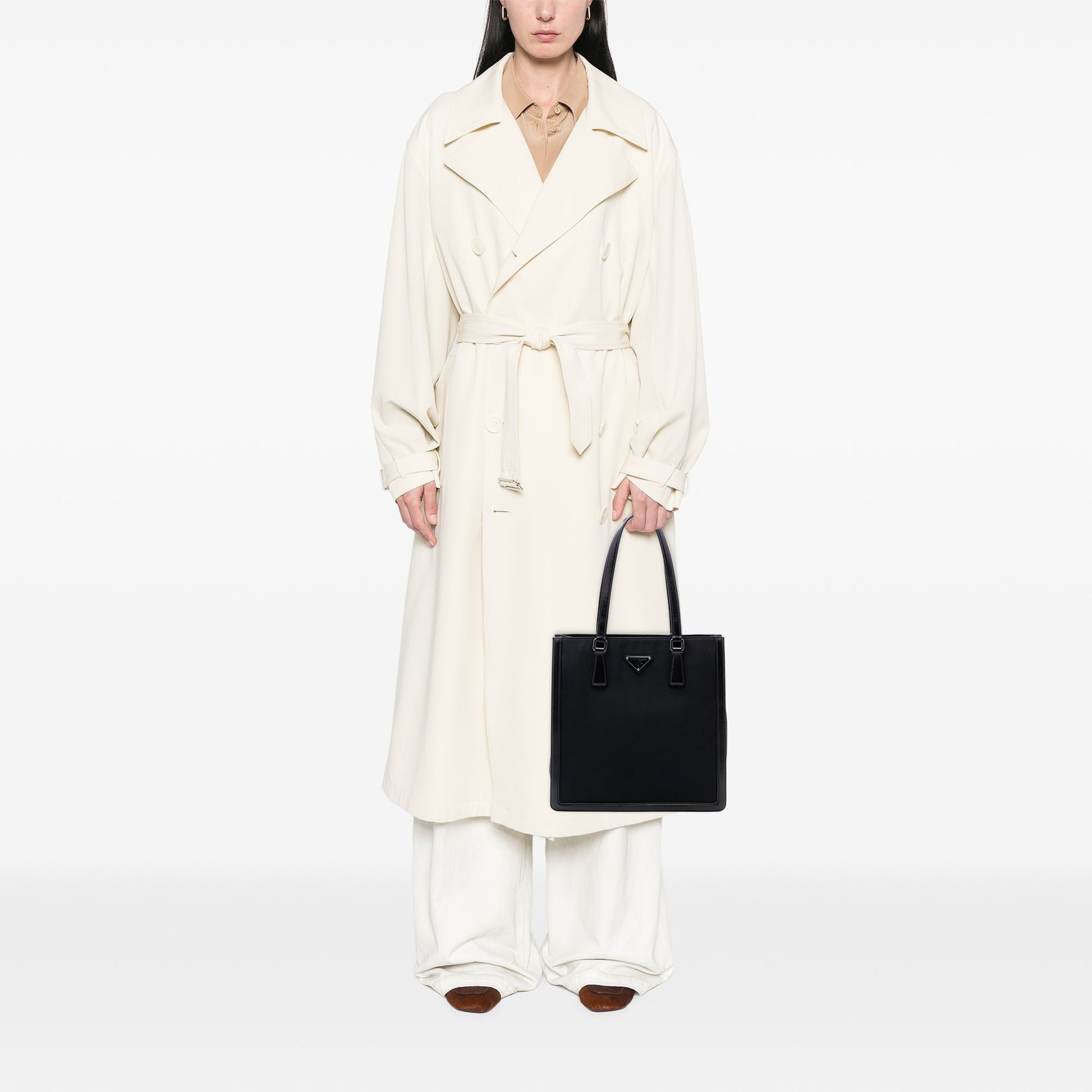 Leather Trimmed Tessuto Tote