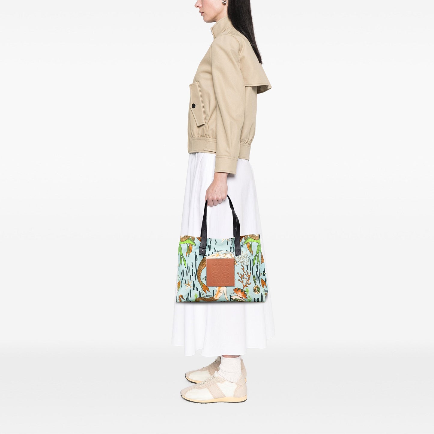 LOEWE Paulas Ibiza Medium Canvas Mermaid Print Tote
