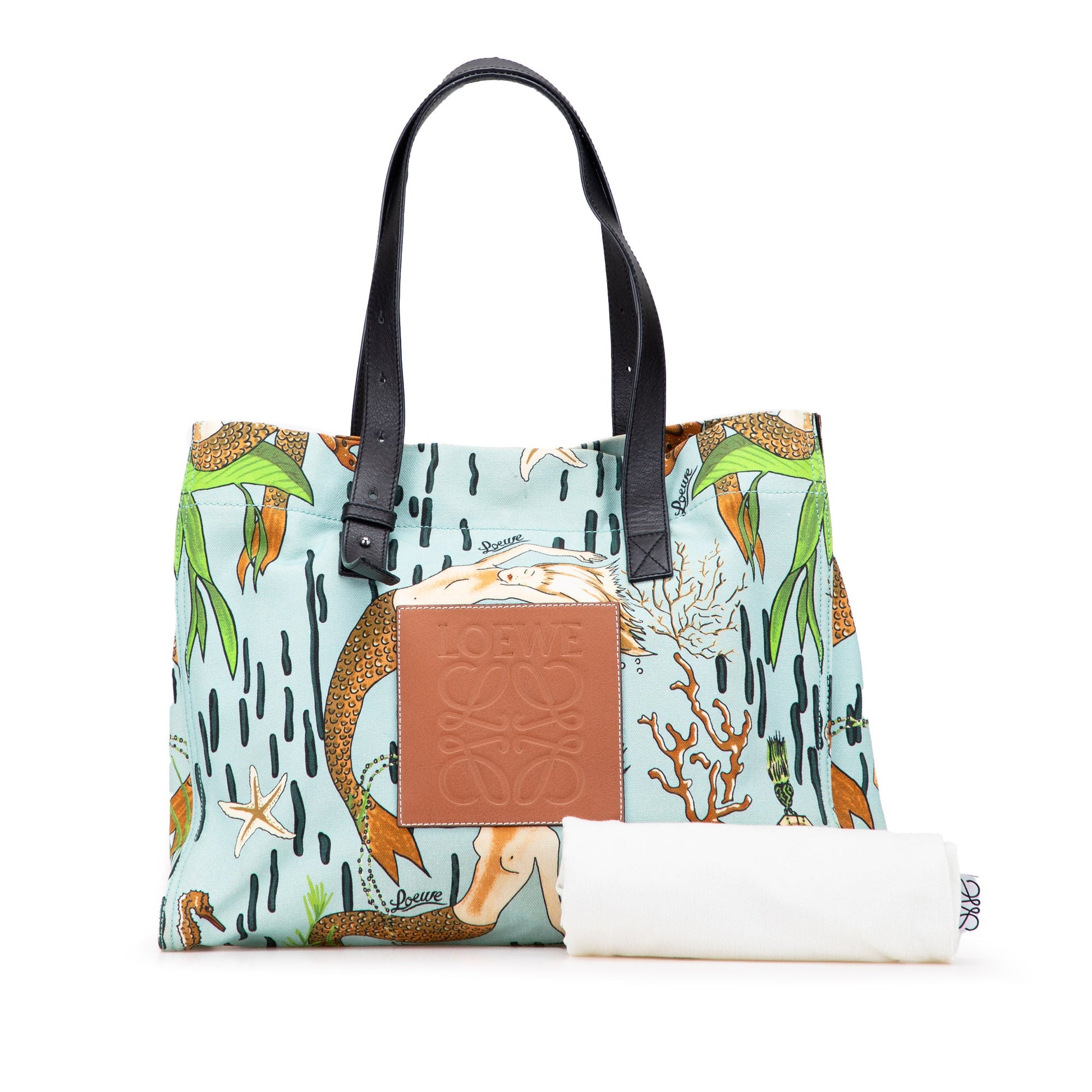 LOEWE Paulas Ibiza Medium Canvas Mermaid Print Tote