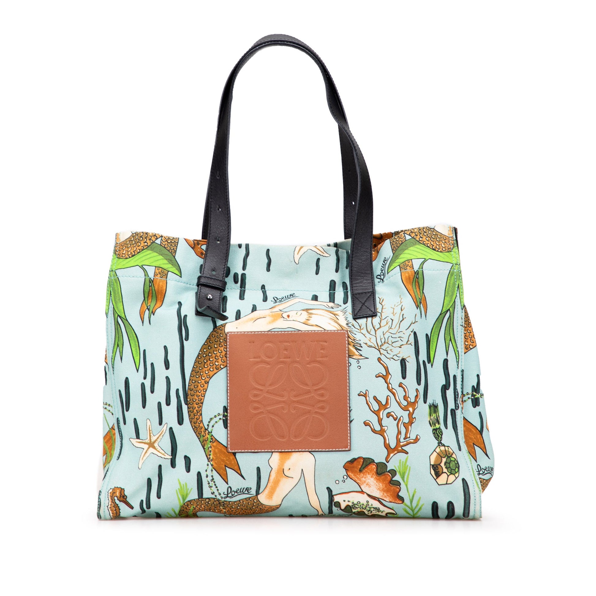 LOEWE Paulas Ibiza Medium Canvas Mermaid Print Tote