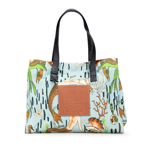LOEWE Paulas Ibiza Medium Canvas Mermaid Print Tote