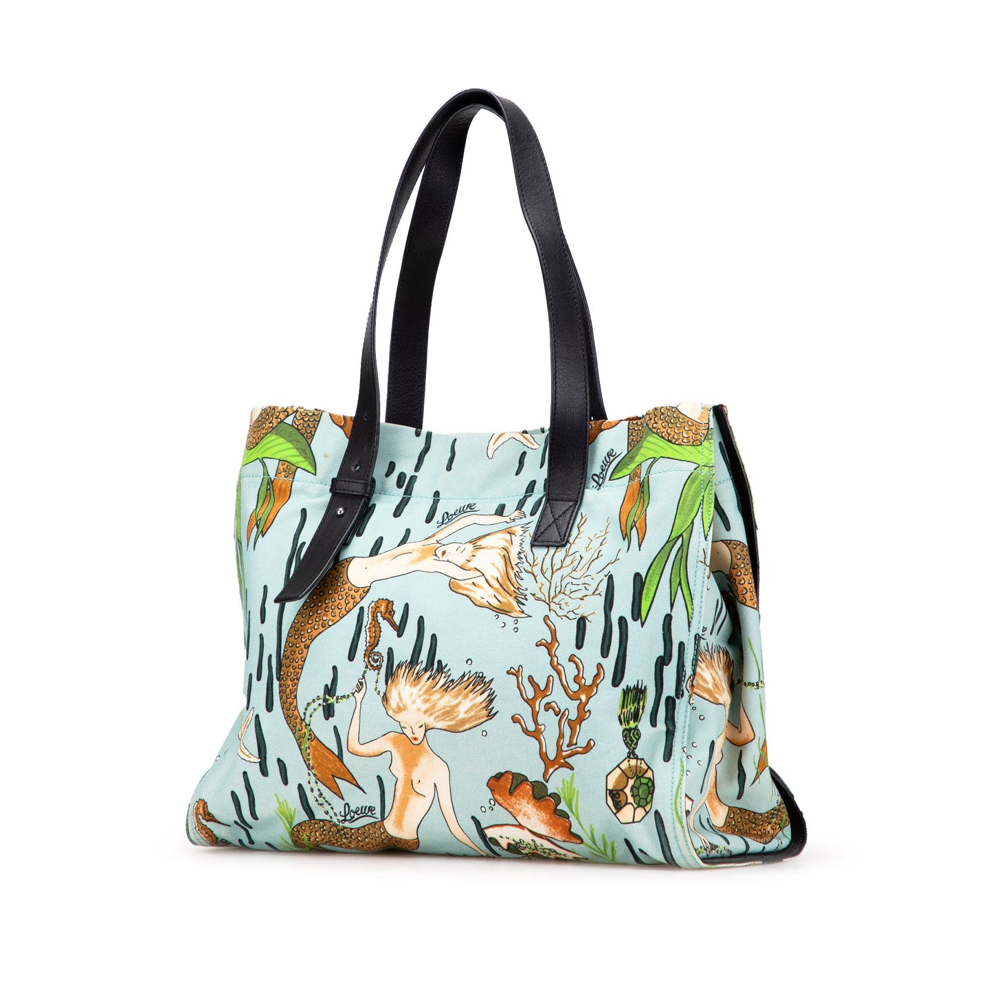 LOEWE Paulas Ibiza Medium Canvas Mermaid Print Tote
