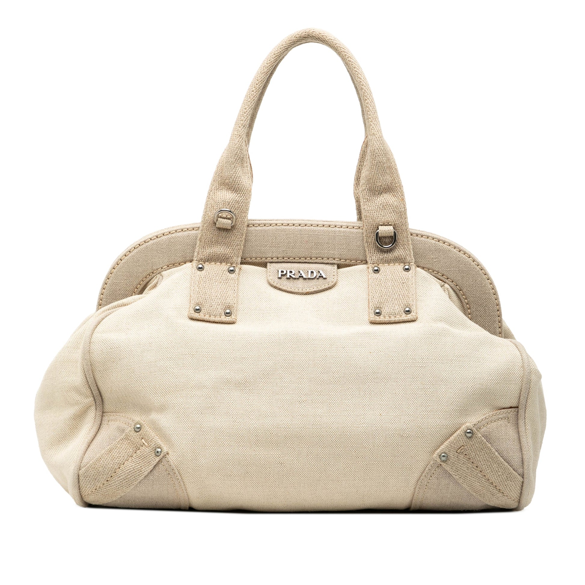 Prada Canvas Canapa Mistolino Frame Satchel