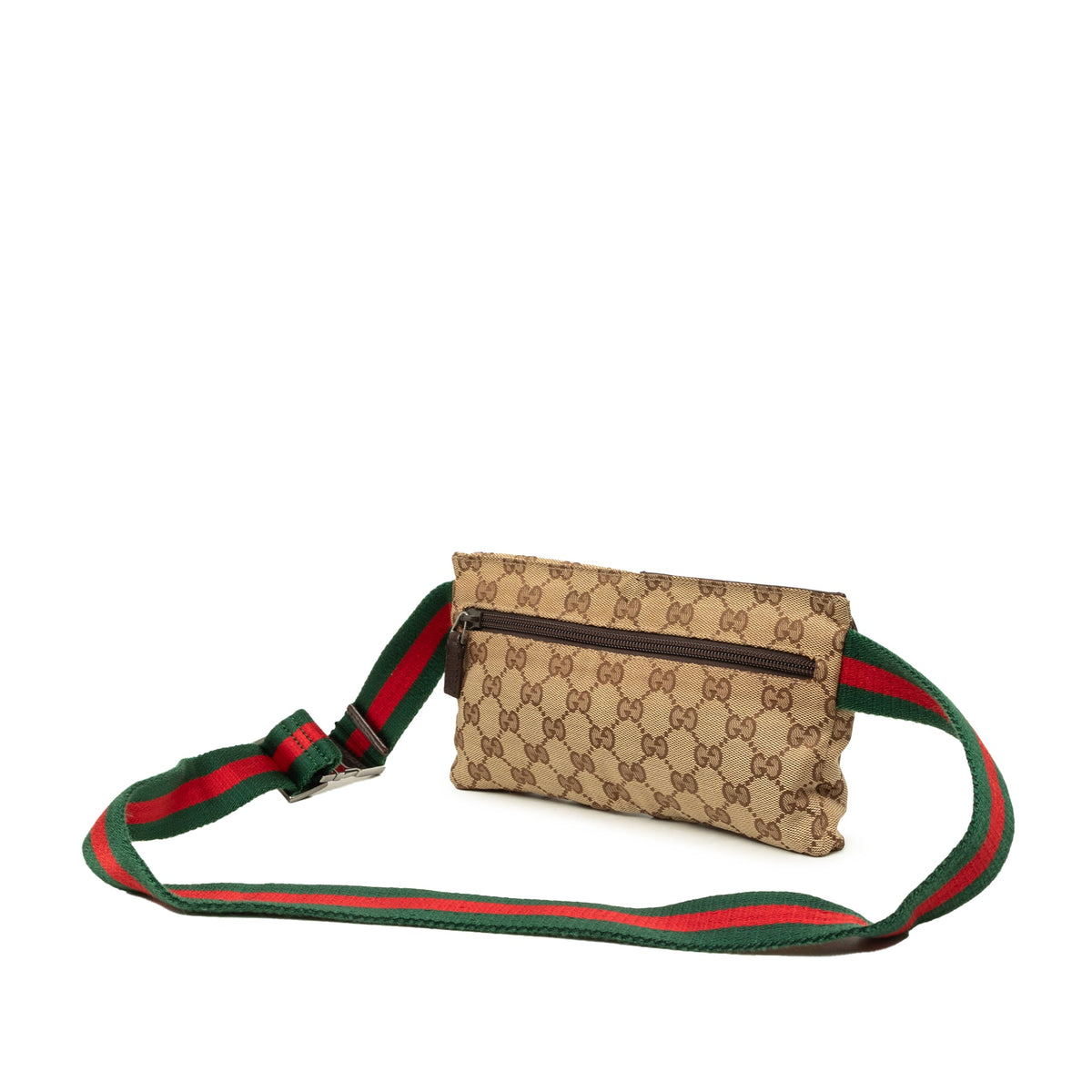 Gucci GG Canvas Web Double Pocket Belt Bag — Beige