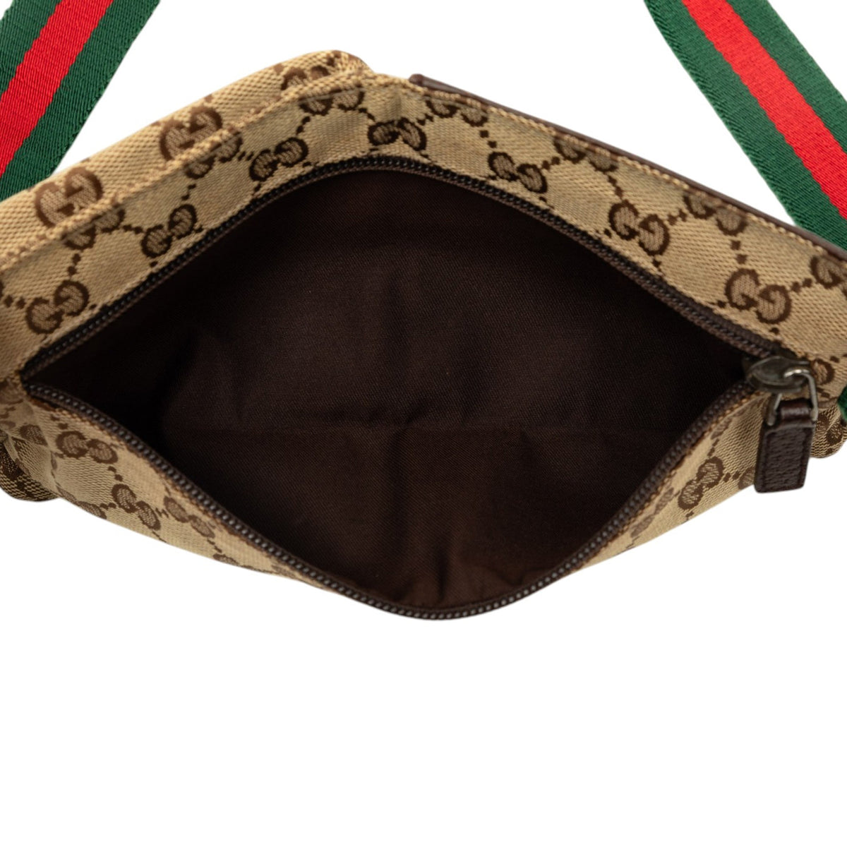 Gucci GG Canvas Web Double Pocket Belt Bag — Beige