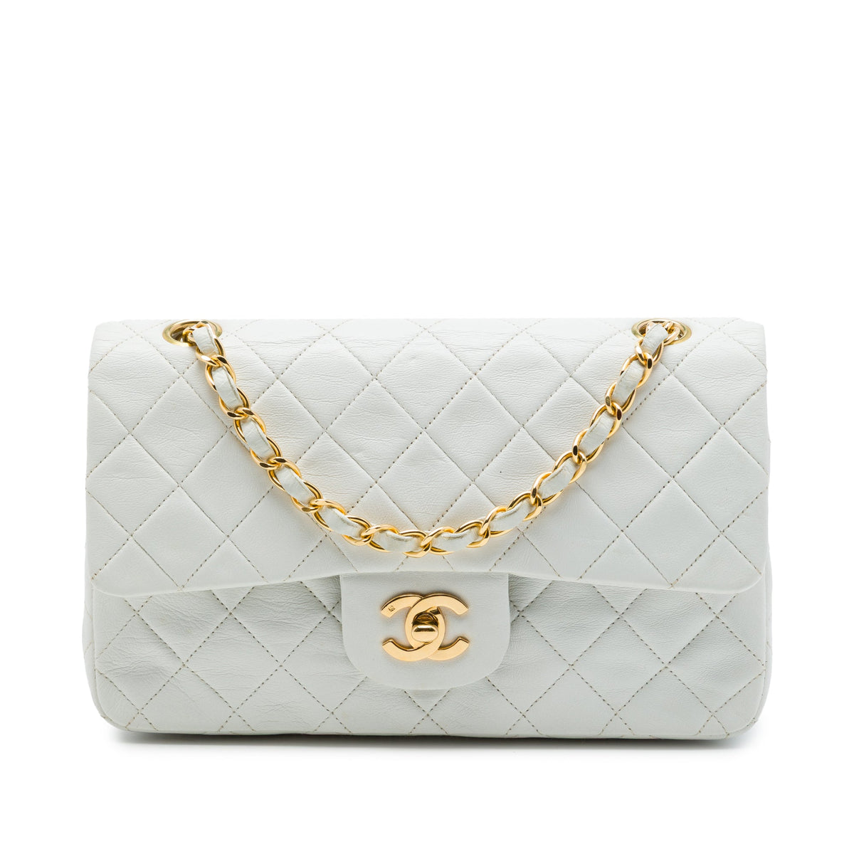 Chanel Small Classic Lambskin Double Flap — White
