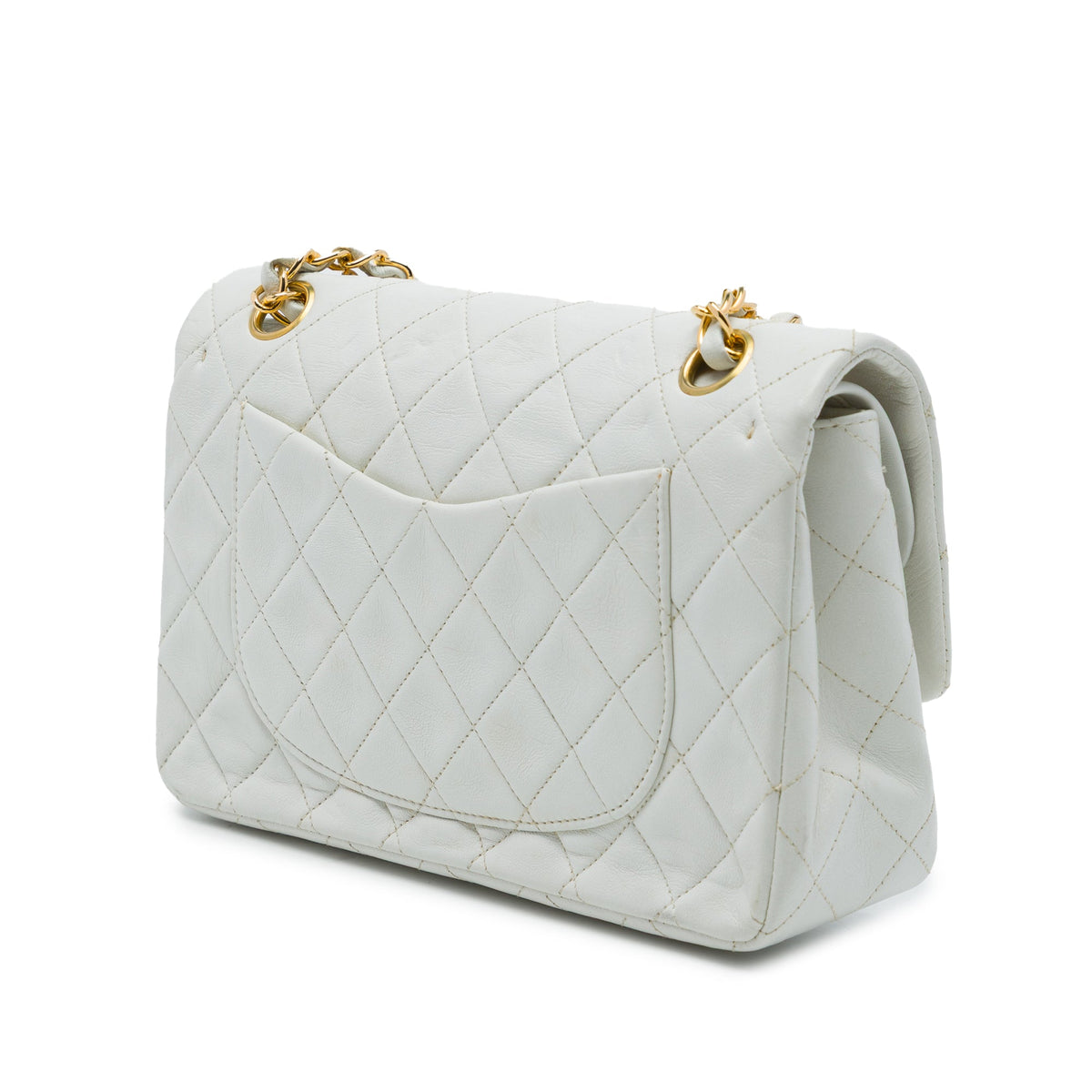Chanel Small Classic Lambskin Double Flap — White