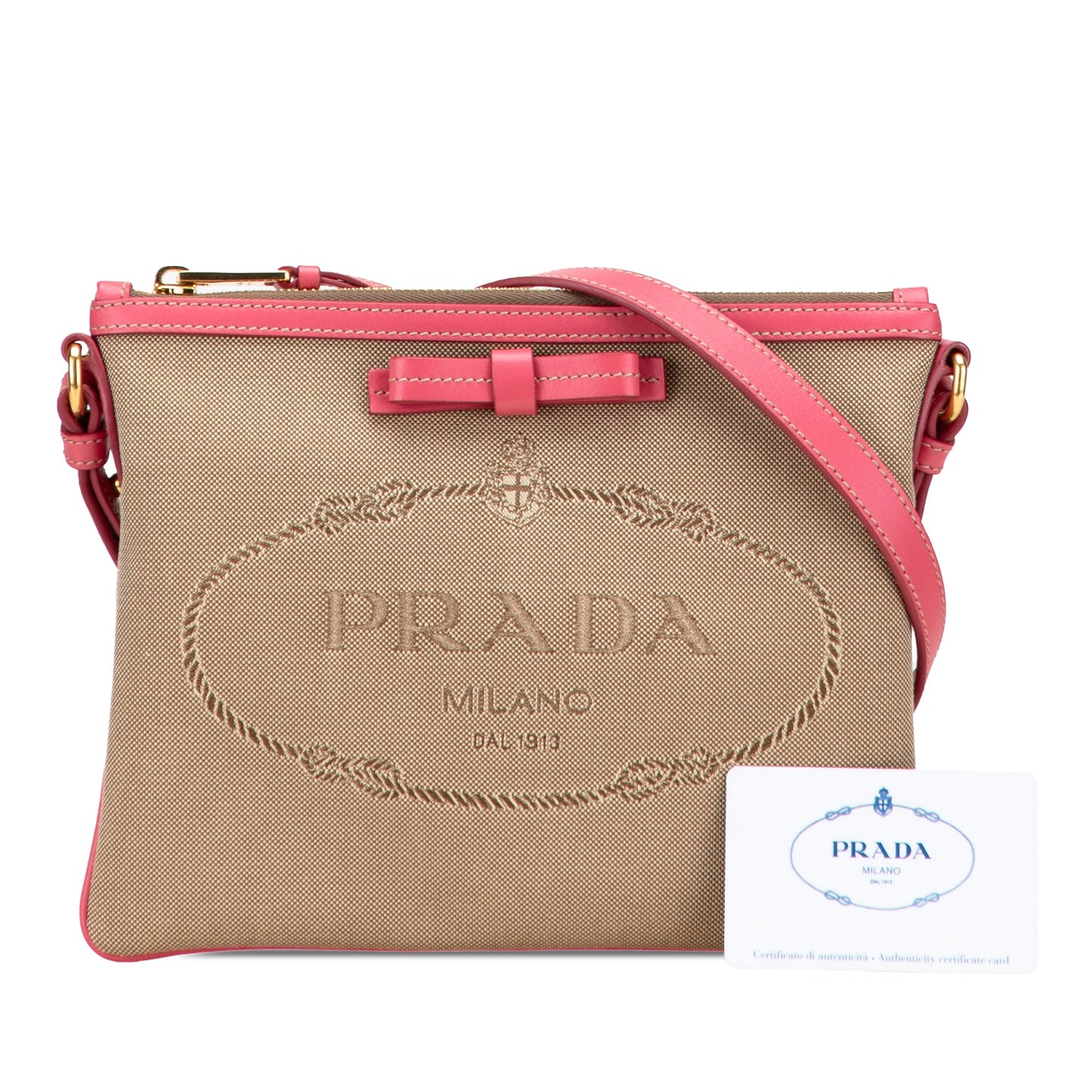 Prada Canvas Canapa Logo Bow Crossbody