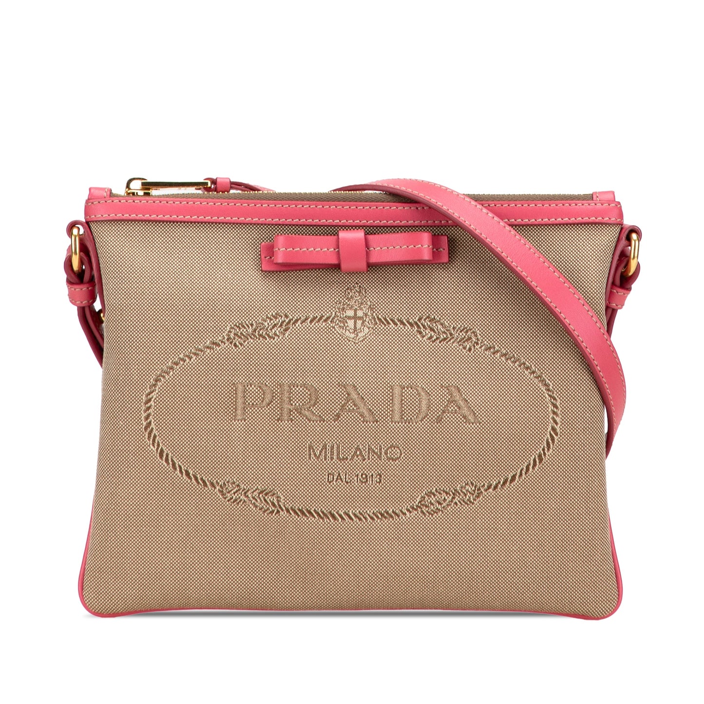 Prada Canvas Canapa Logo Bow Crossbody