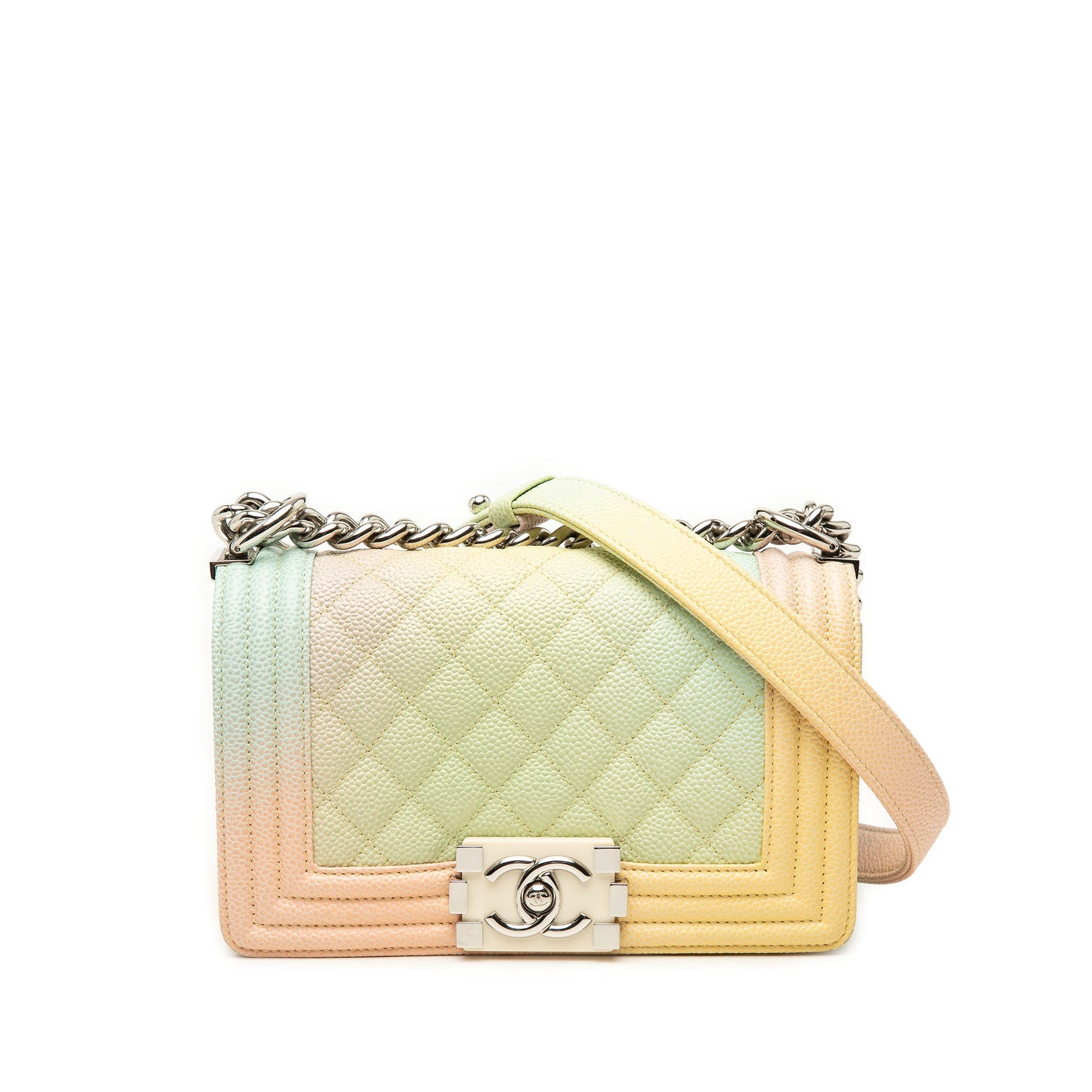 Chanel Small Quilted Caviar Rainbow Boy Flap