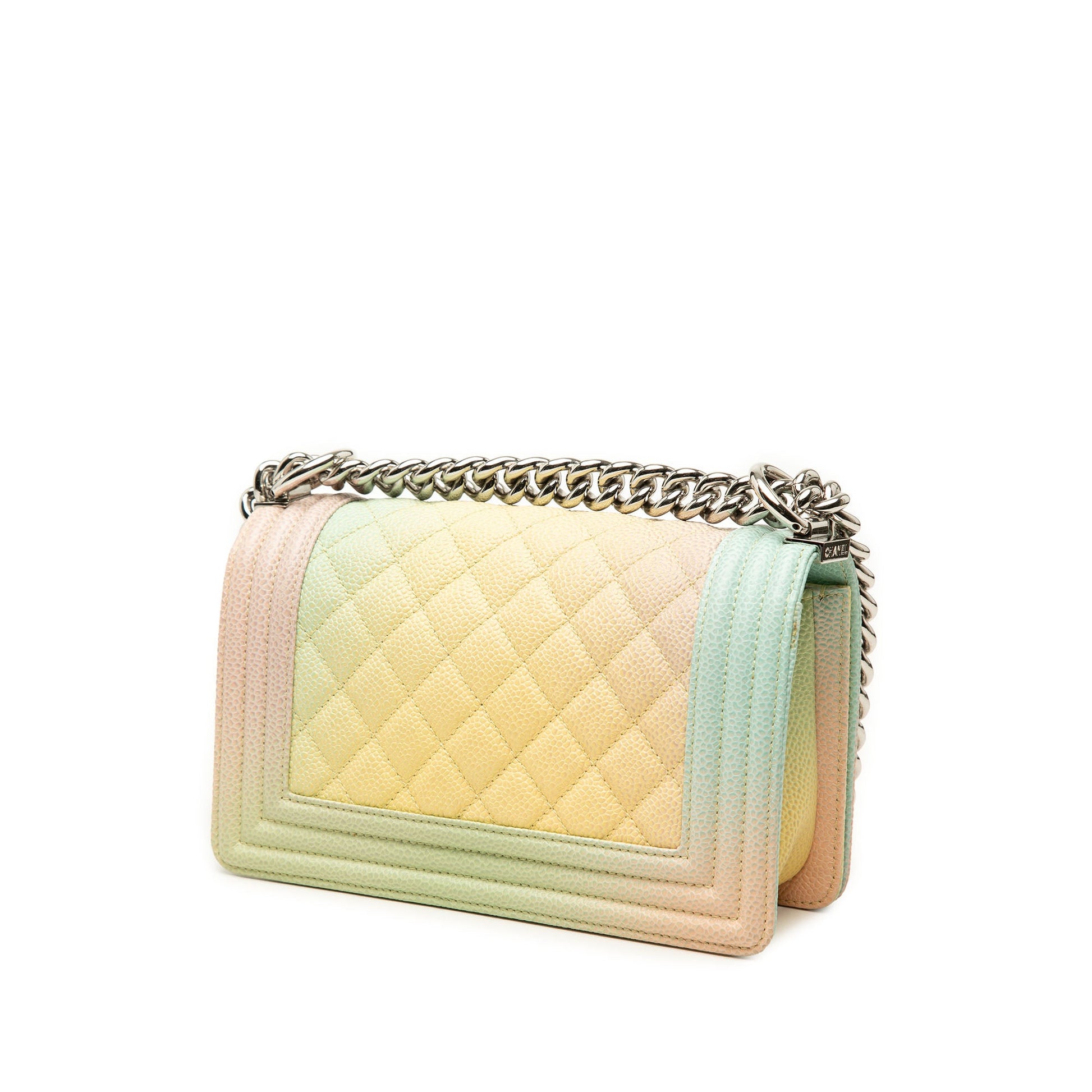 Chanel Small Quilted Caviar Rainbow Boy Flap