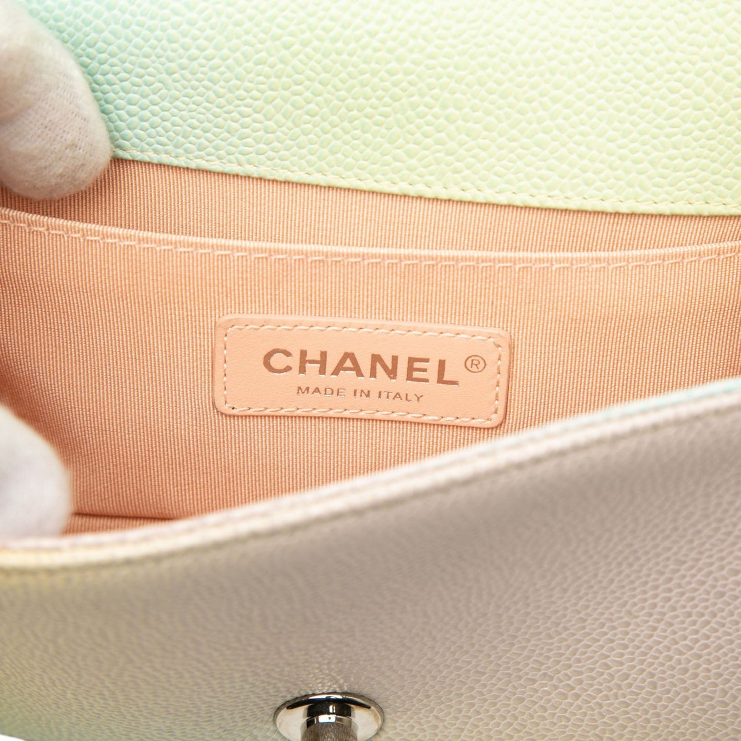 Chanel Small Quilted Caviar Rainbow Boy Flap
