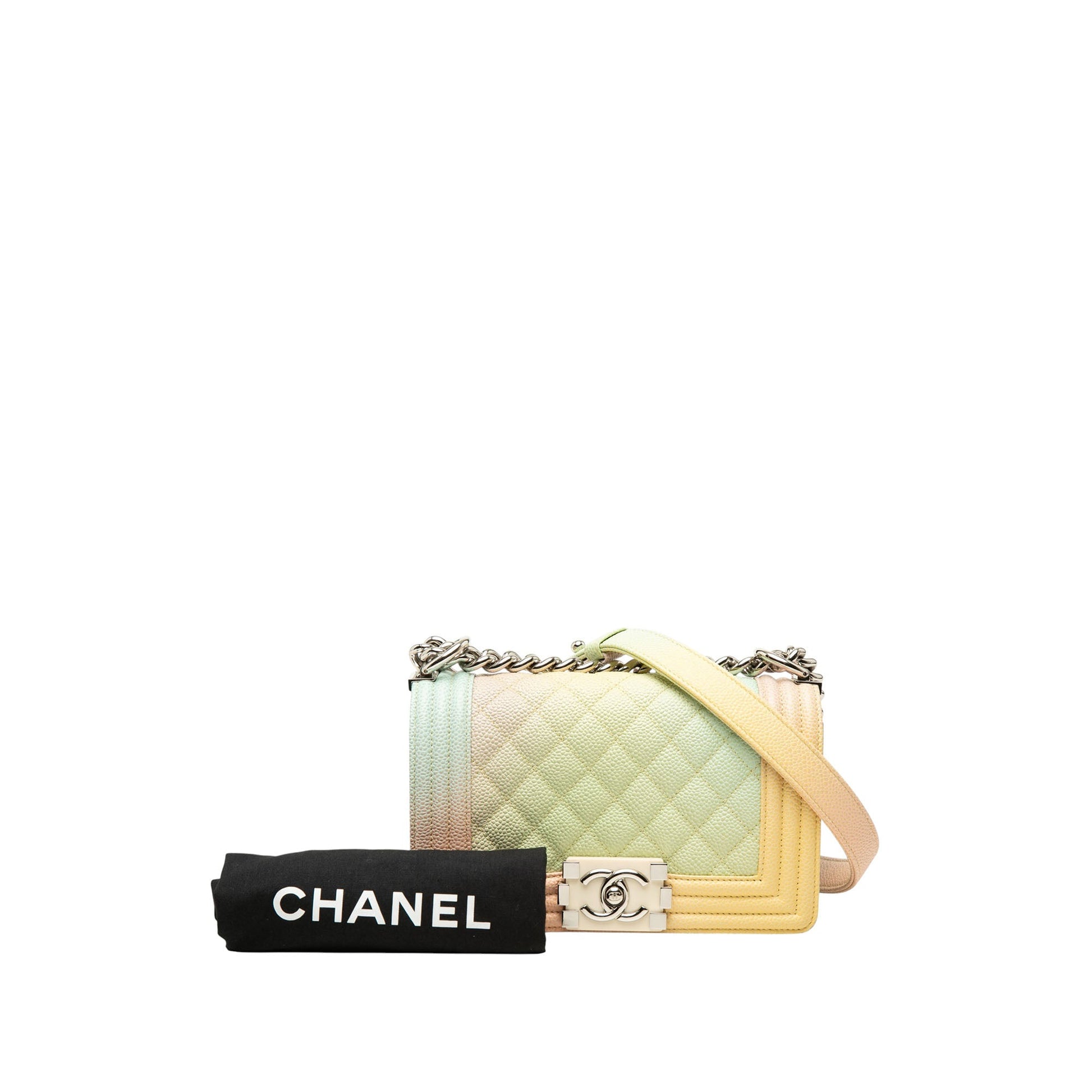 Chanel Small Quilted Caviar Rainbow Boy Flap