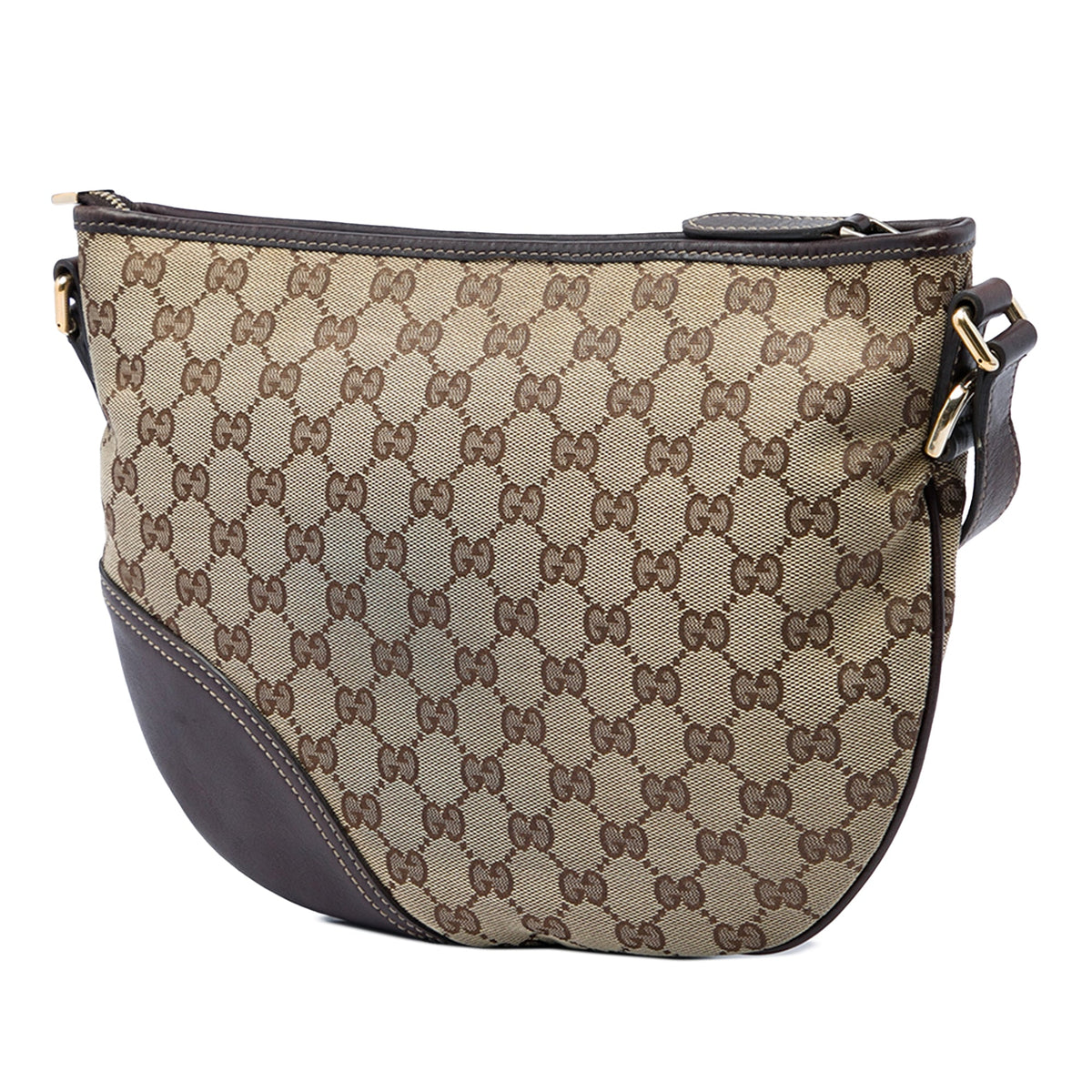 Gucci Medium GG Canvas New Britt Half Moon Crossbody — Beige