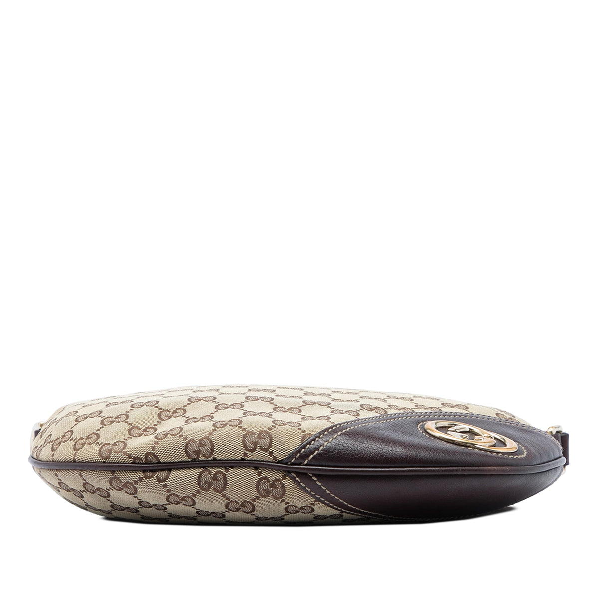Gucci Medium GG Canvas New Britt Half Moon Crossbody — Beige