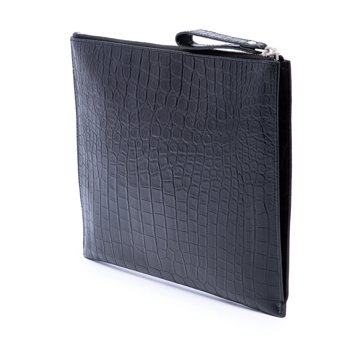 Saint Laurent Croc Embossed Leather Clutch