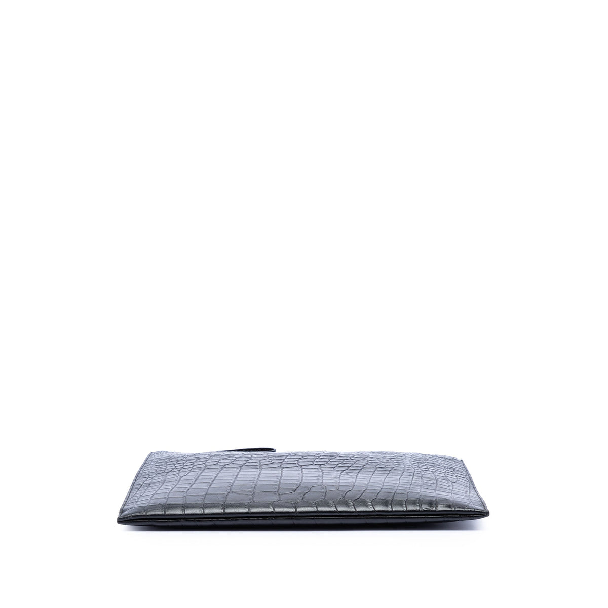 Saint Laurent Croc Embossed Leather Clutch