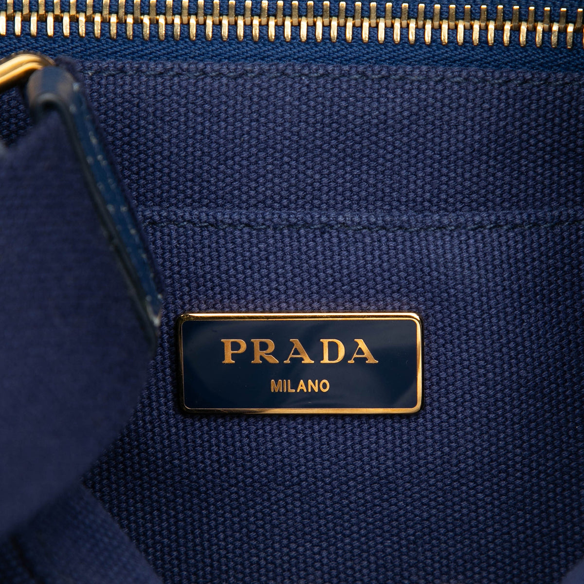 Prada Small Canvas Canapa Logo Tote — Blue