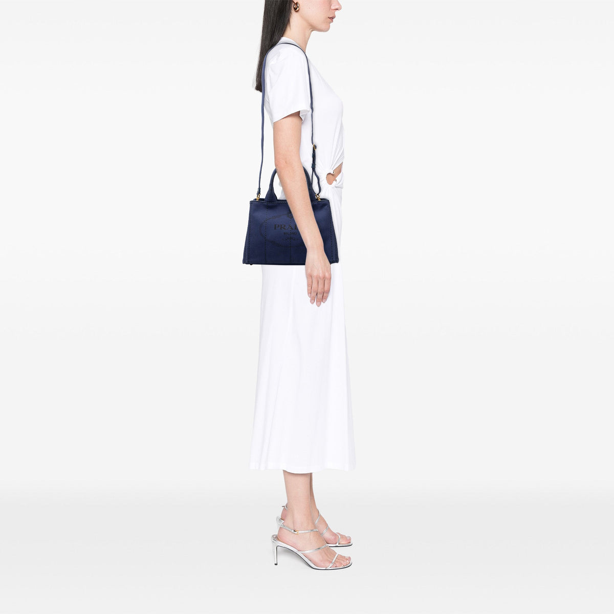 Prada Small Canvas Canapa Logo Tote — Blue