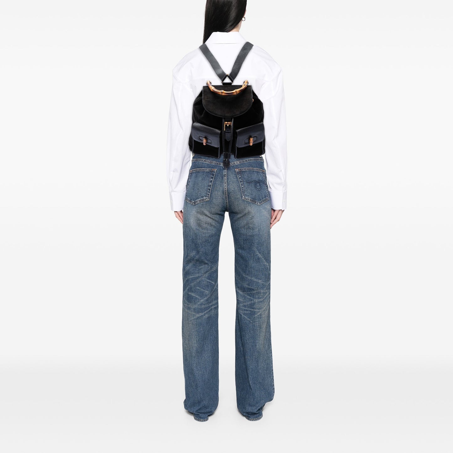 Gucci Suede Bamboo Backpack