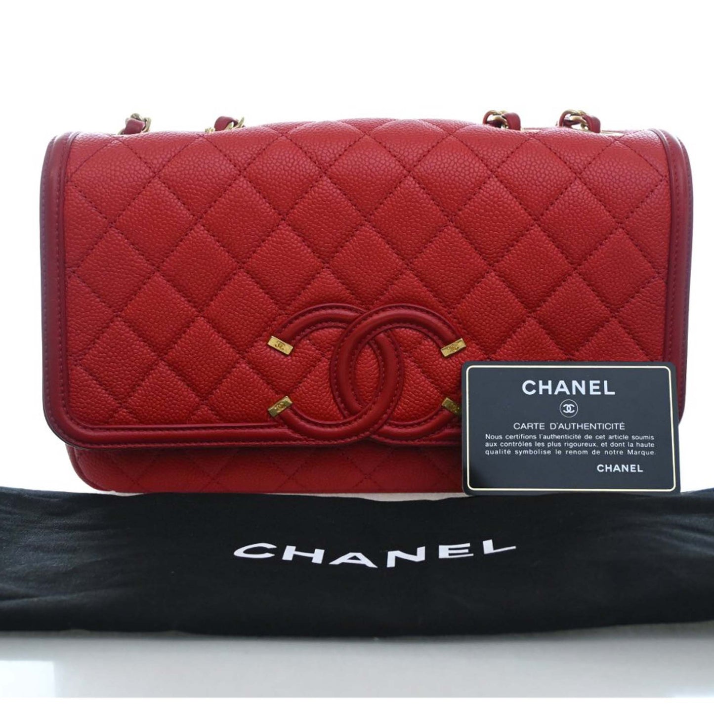 Medium Caviar CC Filigree Flap